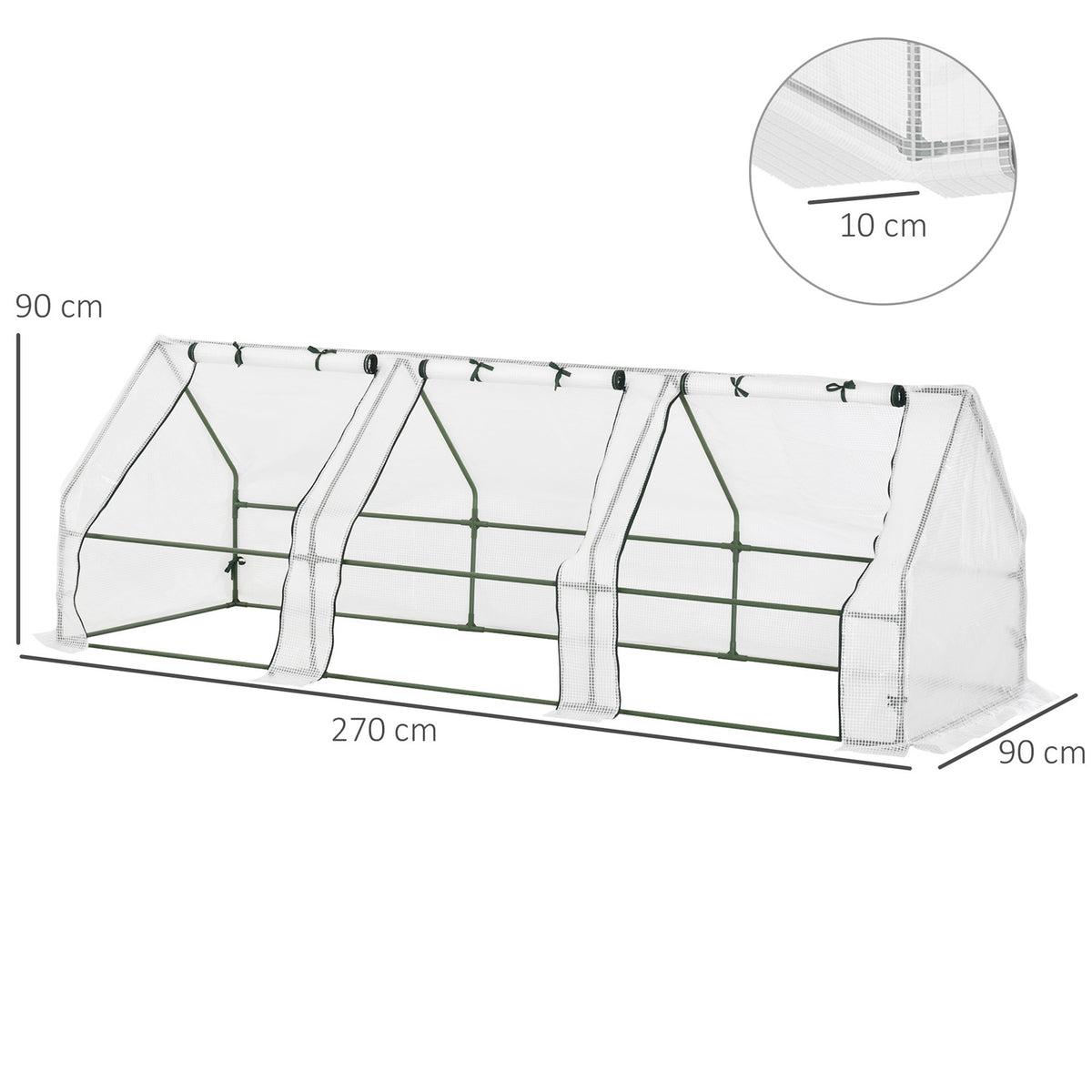 Greenhouse Greenhouse Tomato House Cold Frame 270 X 90 X 90 Cm White