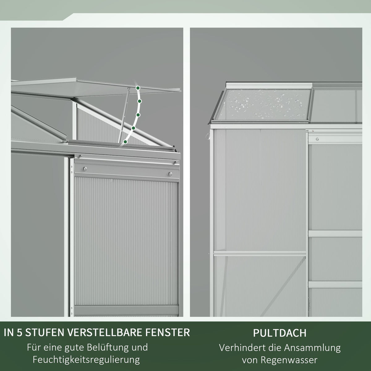 Greenhouse Tomato House Greenhouse with Sliding Door and Hinged Roof Windows Made of Polycarbonate and Aluminum Silver 192 x 68 x 196 cm for Garden Care