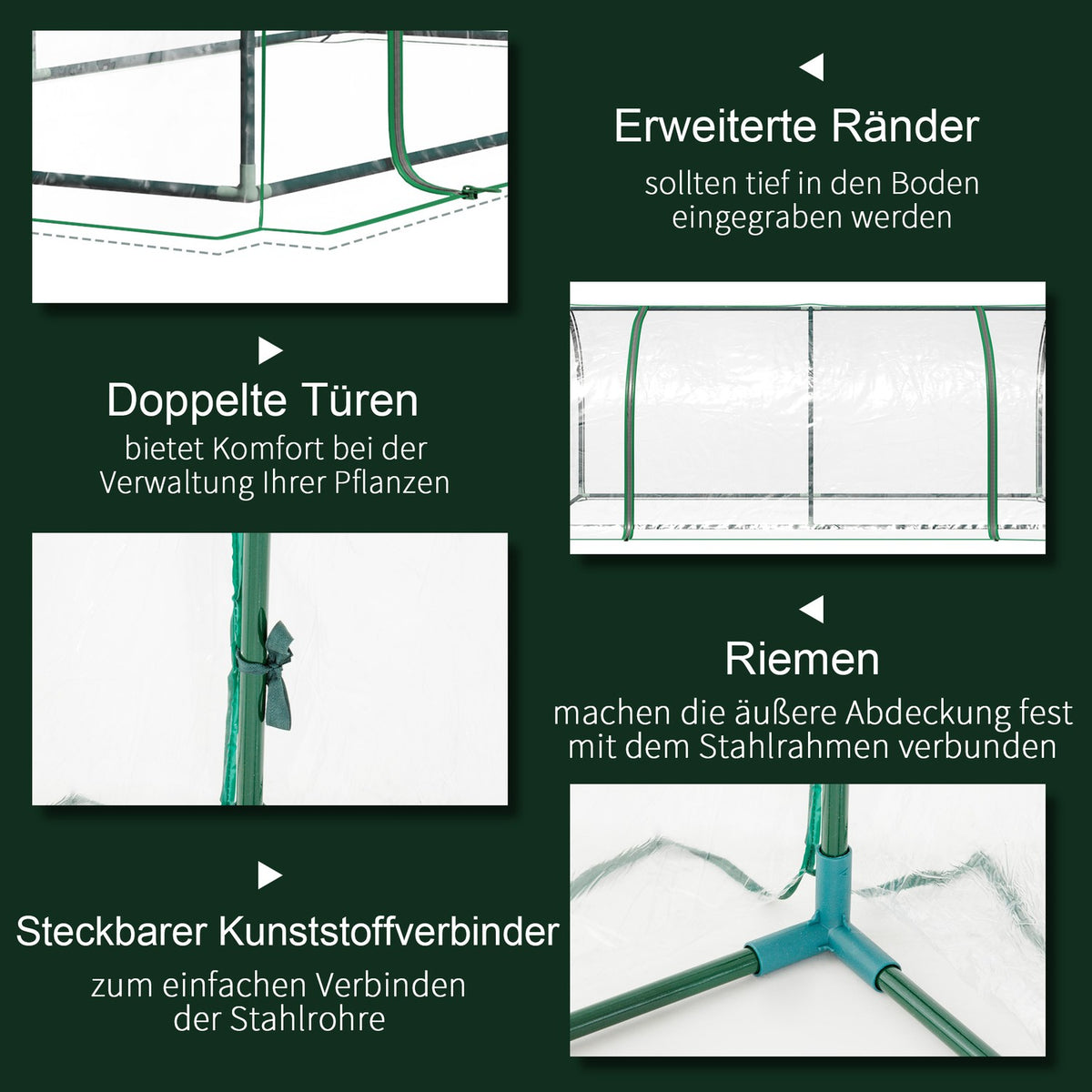 Greenhouse With Door, Cold Frame, Plant Raising, Steel Pvc, 200X100X80Cm