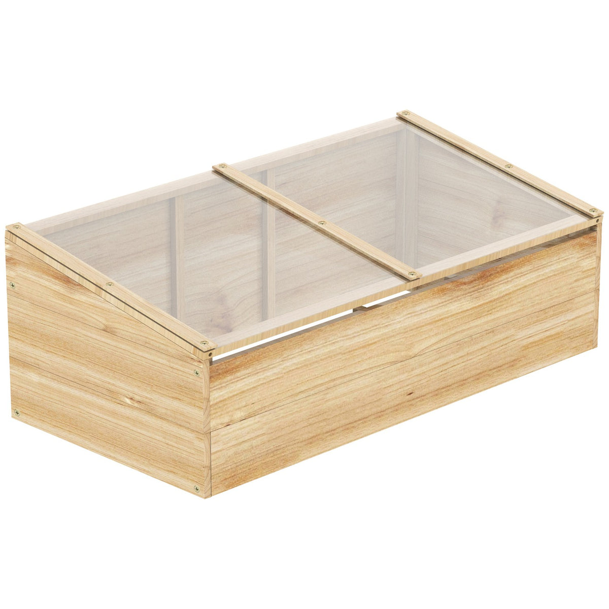 Greenhouse Wooden Cold Frame Box, Greenhouse & Garden Plant Box System, 100X50X35 Cm, Natural, Fir, Pc Board