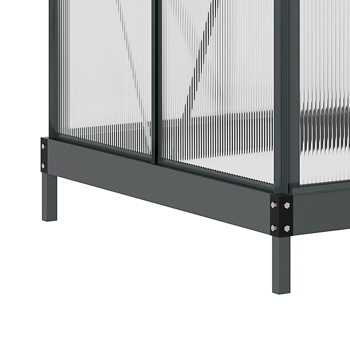 Greenhouse aluminum greenhouse 190 x 132 x 201 cm with skylight and door, walk-in plant house with foundation, weather-resistant, gray-transparent