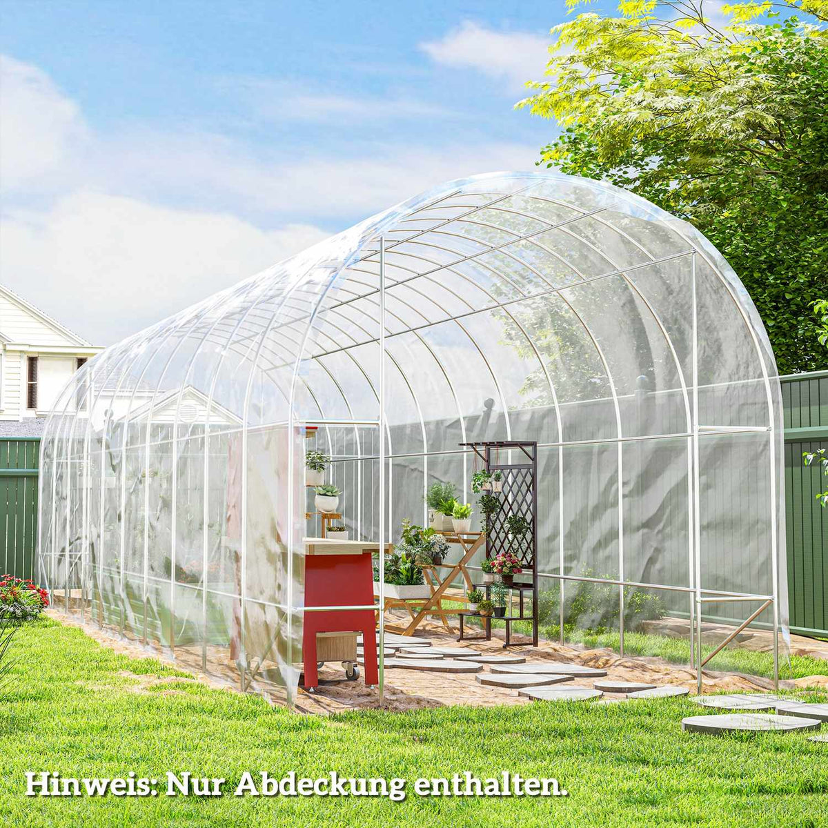 Greenhouse film 8x10 m waterproof garden film with UV protection, extra thick tear-resistant film made of plastic, tarpaulin for greenhouse polytunnel, tunnel film for outdoor use, transparent