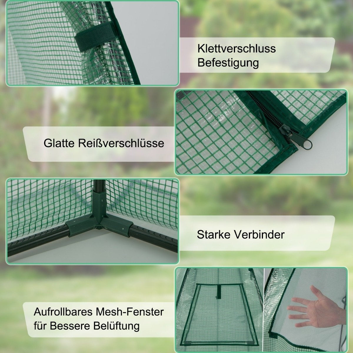 Greenhouse garden greenhouse with all-weather PE cover 160 x 160 x 183 cm green