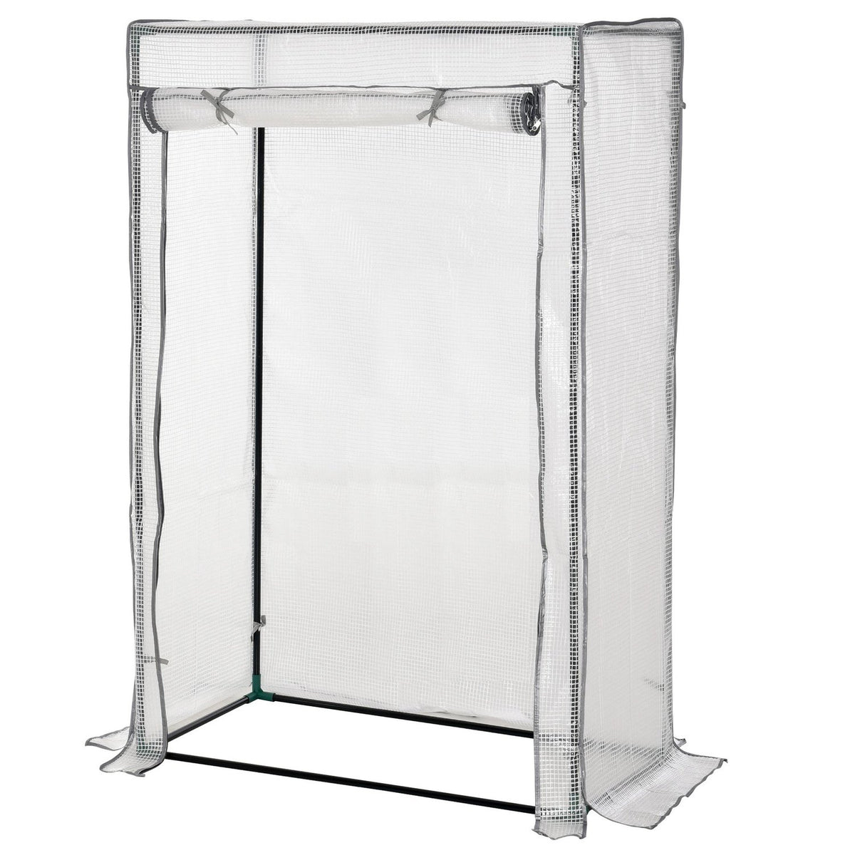 Greenhouse with PE grid film, door, winterproof steel film greenhouse, greenhouse for balcony, garden, tomato house 101 x 50 x 150 cm, tomato greenhouse for tomatoes, vegetables, flowers, white
