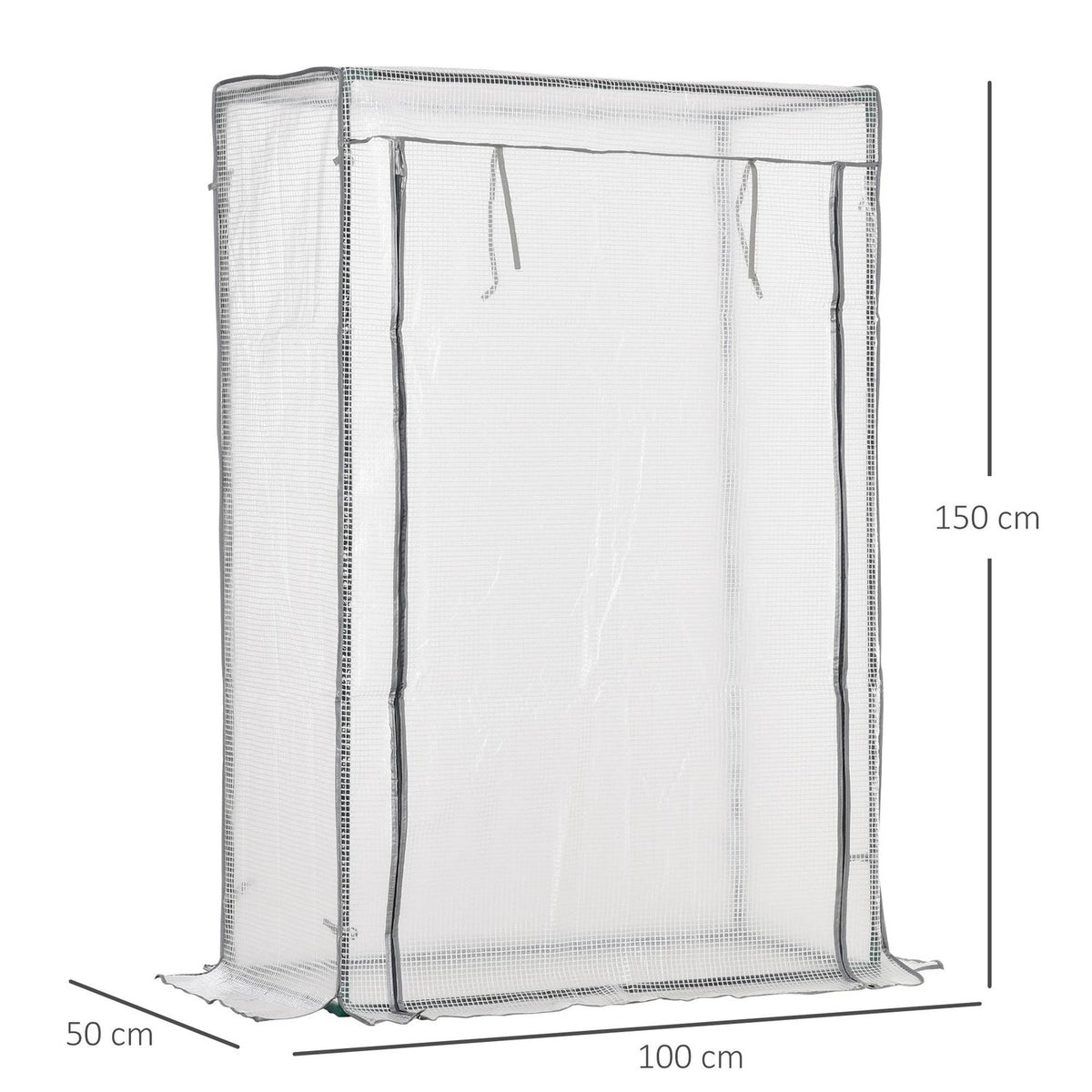Greenhouse with PE grid film, door, winterproof steel film greenhouse, greenhouse for balcony, garden, tomato house 101 x 50 x 150 cm, tomato greenhouse for tomatoes, vegetables, flowers, white