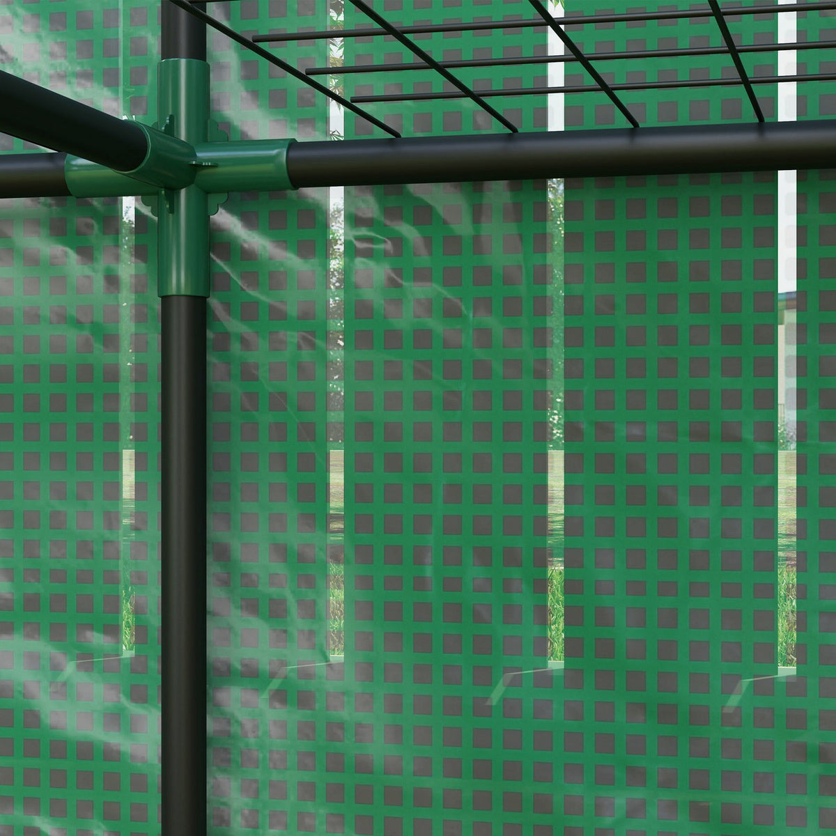 Greenhouse with pent roof, double door, shelves, winterproof foil greenhouse made of steel, greenhouse for balcony, garden, tomato house 144 x 48 x 152 cm, tomato greenhouse for tomatoes, vegetables, green