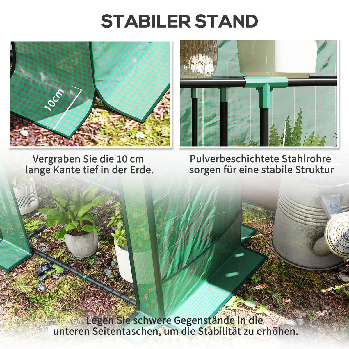 Greenhouse with pent roof, double door, shelves, winterproof foil greenhouse made of steel, greenhouse for balcony, garden, tomato house 144 x 48 x 152 cm, tomato greenhouse for tomatoes, vegetables, green