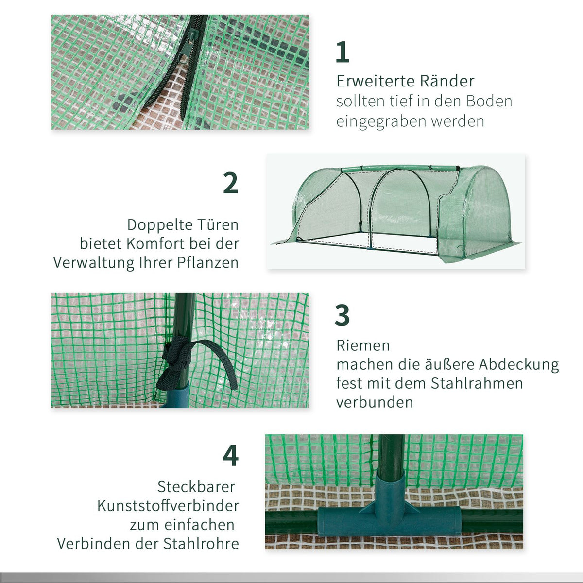 Greenhouse with roller window, winter-proof, film greenhouse made of steel, water-repellent, greenhouse for balcony, garden, tomato house with UV protection, 200 x 100 x 80 cm, tomato greenhouse for vegetables, flowers, green