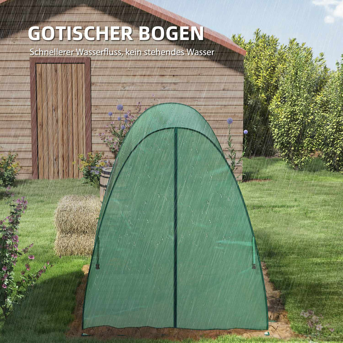Greenhouse with rolling door, 2 windows, winterproof steel foil greenhouse, greenhouse for balcony, garden, tomato house 180 x 180 x 200 cm, tomato greenhouse for tomatoes, vegetables, flowers, green