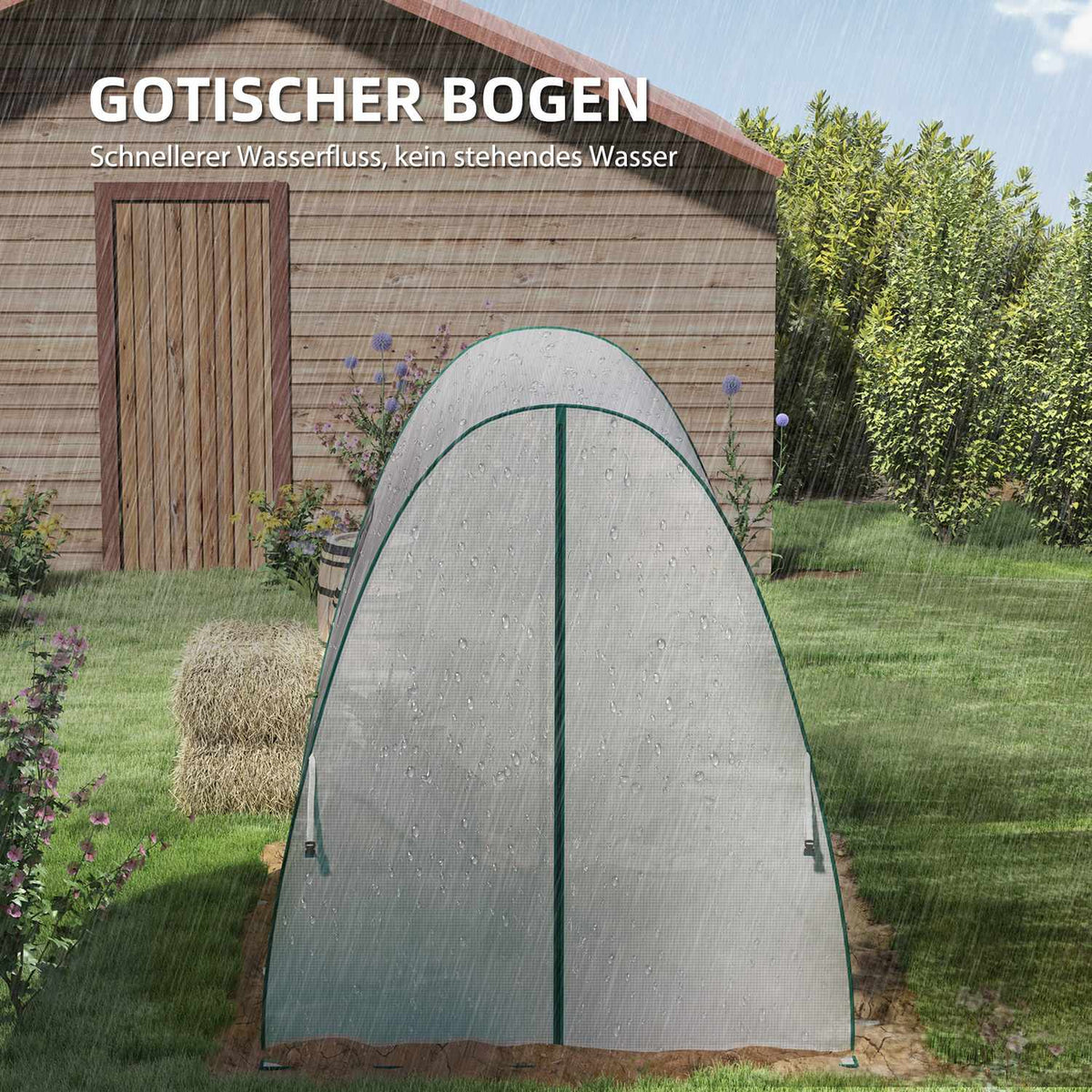 Greenhouse with rolling door, 2 windows, winterproof steel foil greenhouse, greenhouse for balcony, garden, tomato house 180 x 180 x 200 cm, tomato greenhouse for tomatoes, vegetables, flowers, white