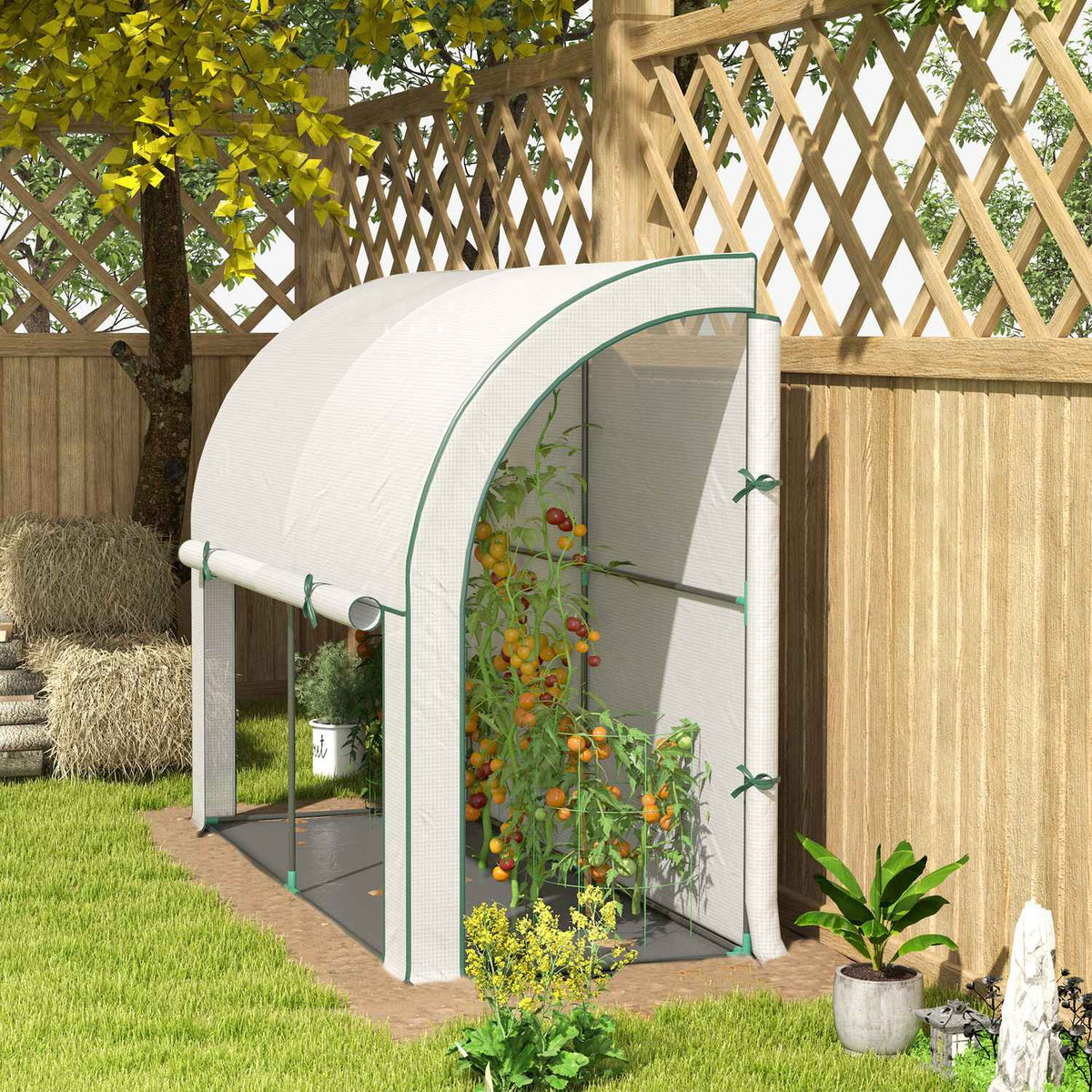 Greenhouse with rolling door, winterproof film greenhouse made of steel, greenhouse for balcony, garden, tomato house with UV protection 200x80x157cm tomato greenhouse for vegetables flowers plants white