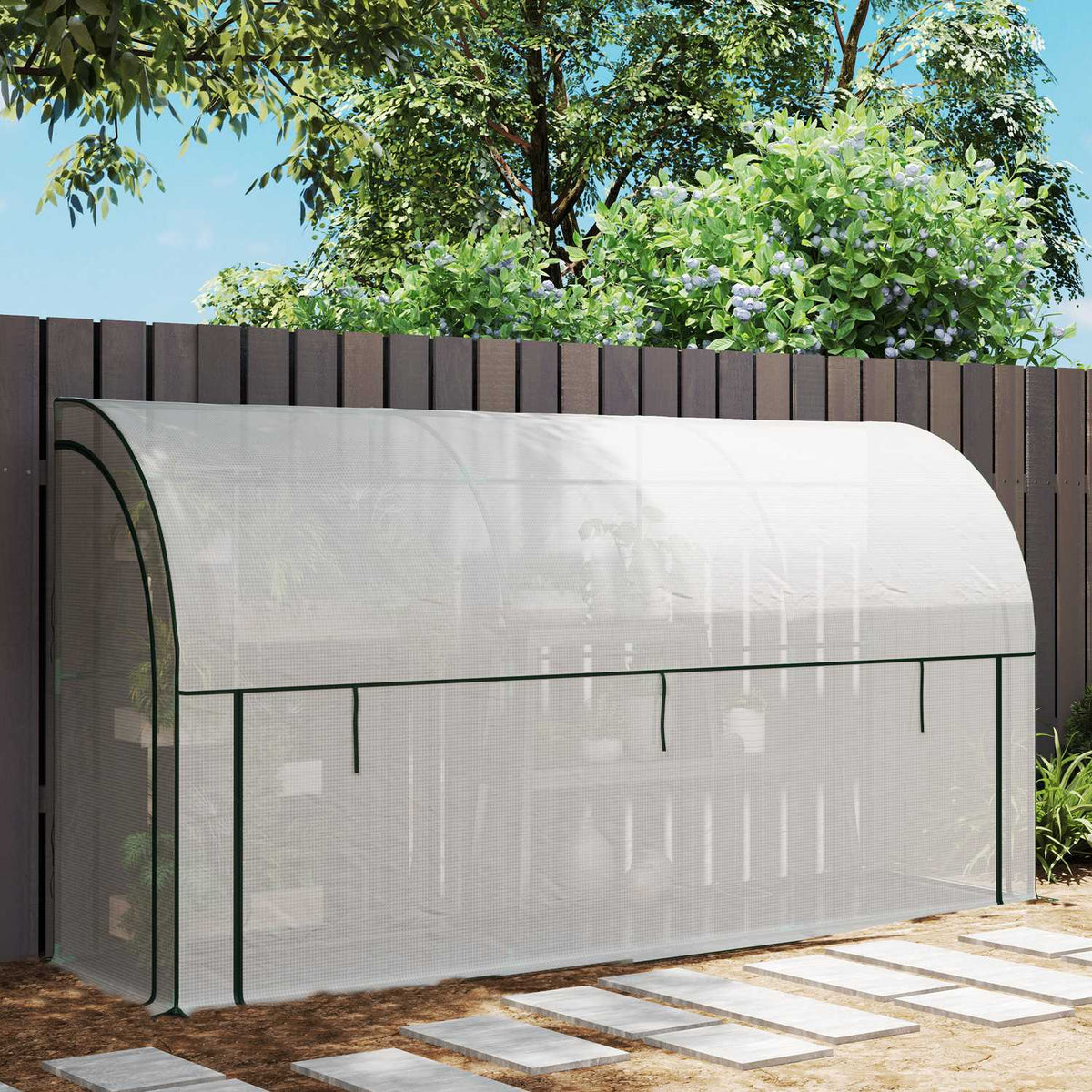 Greenhouse with rolling door, winterproof film greenhouse made of steel, greenhouse for balcony, garden, tomato house with UV protection 300x80x157cm tomato greenhouse for vegetables flowers plants white