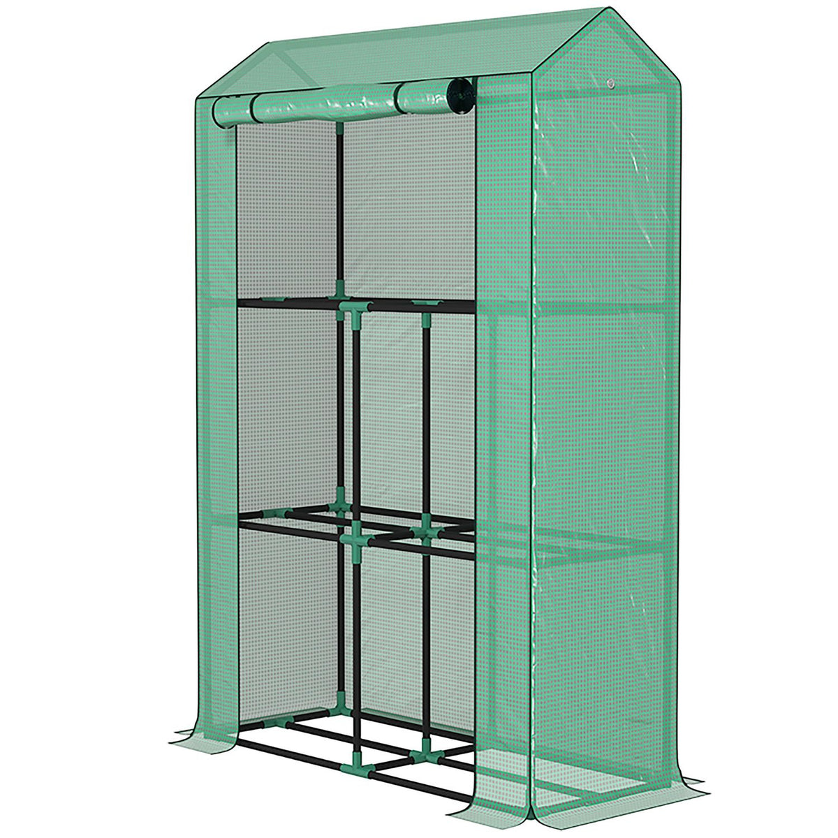 Greenhouse with shelves, roller door, winterproof film greenhouse made of steel, greenhouse for balcony, garden, tomato house with UV protection 100x40x150cm tomato greenhouse for vegetables flowers plants green