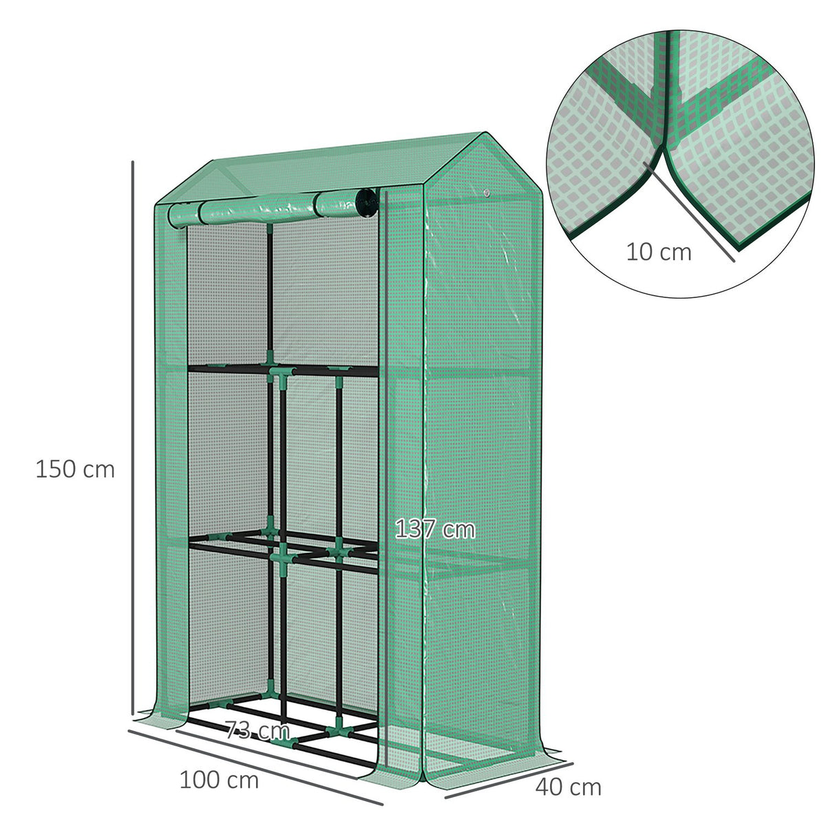 Greenhouse with shelves, roller door, winterproof film greenhouse made of steel, greenhouse for balcony, garden, tomato house with UV protection 100x40x150cm tomato greenhouse for vegetables flowers plants green