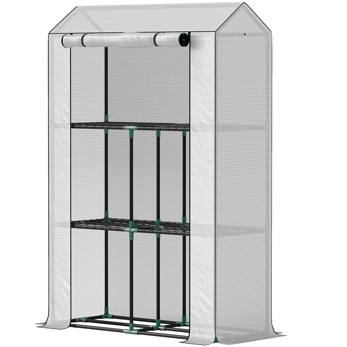 Greenhouse with shelves, roller door, winterproof film greenhouse made of steel, greenhouse for balcony, garden, tomato house with UV protection 100x40x150cm tomato greenhouse for vegetables flowers plants white