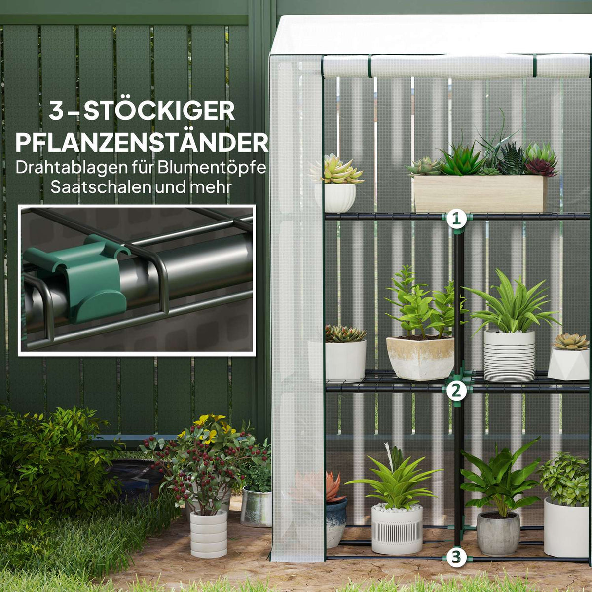 Greenhouse with shelves, roller door, winterproof film greenhouse made of steel, greenhouse for balcony, garden, tomato house with UV protection 100x40x150cm tomato greenhouse for vegetables flowers plants white