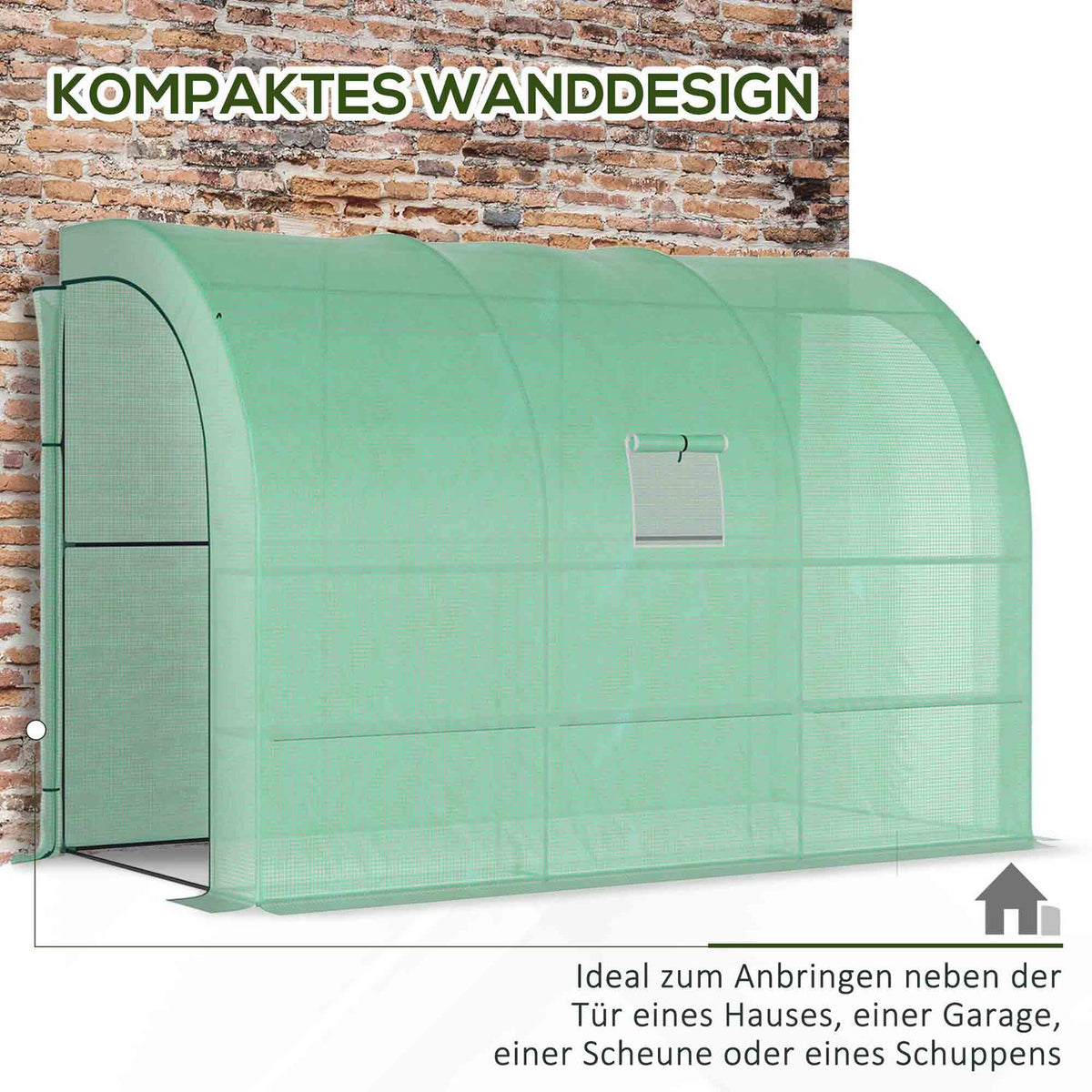 Greenhouse with shelves, windows, winter-proof film greenhouse made of steel, wall-mounted greenhouse for balcony, garden, tomato house 300 x 150 x 213 cm tomato greenhouse for vegetables, flowers, plants, green