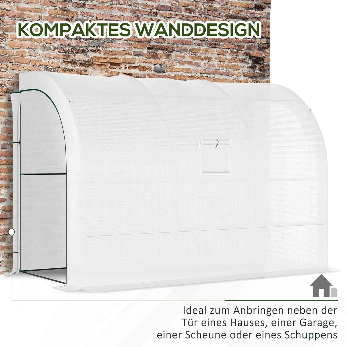 Greenhouse with shelves, windows, winter-proof film greenhouse made of steel, wall-mounted greenhouse for balcony, garden, tomato house 300 x 150 x 213 cm tomato greenhouse for vegetables, flowers, plants, white