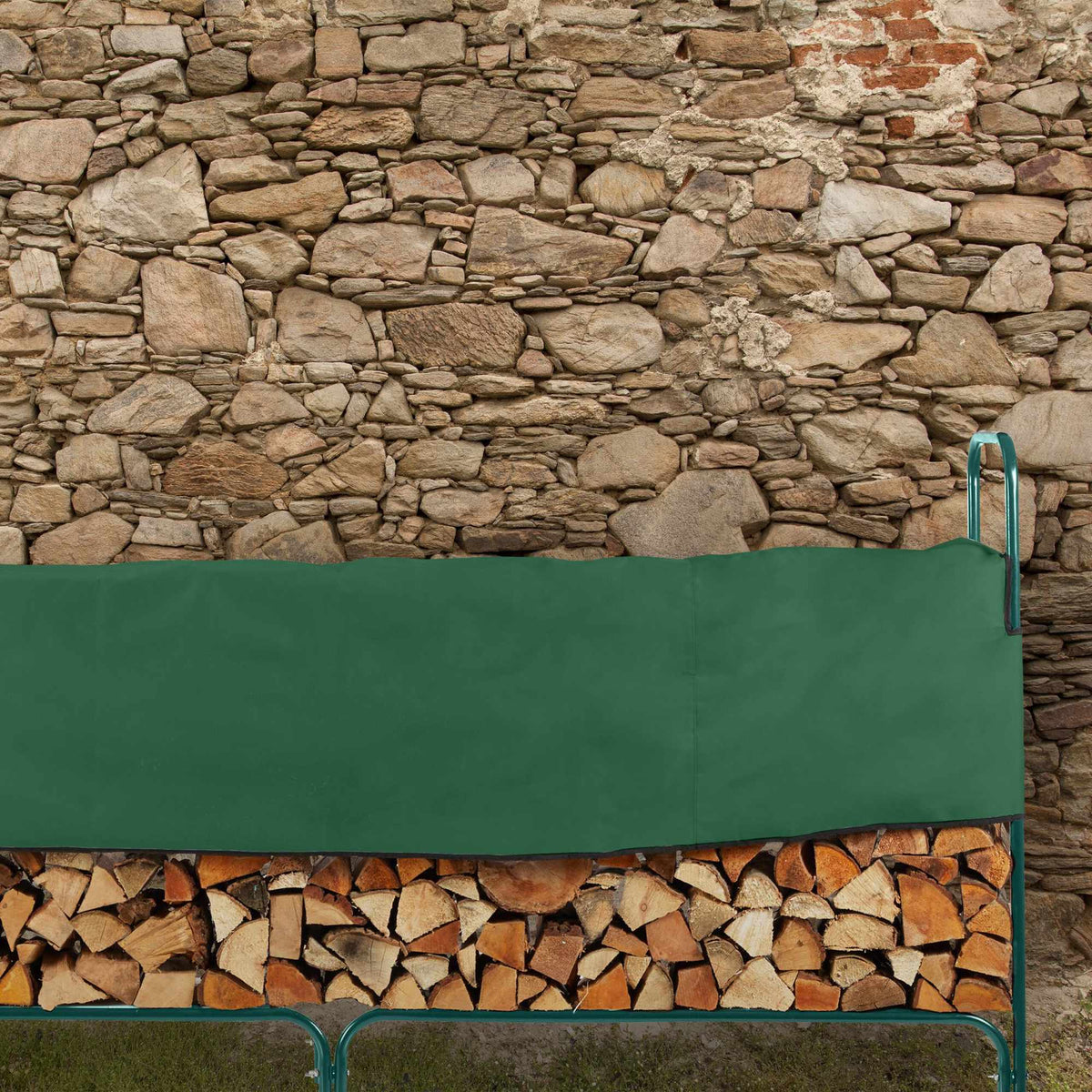 Green wood rack with lid