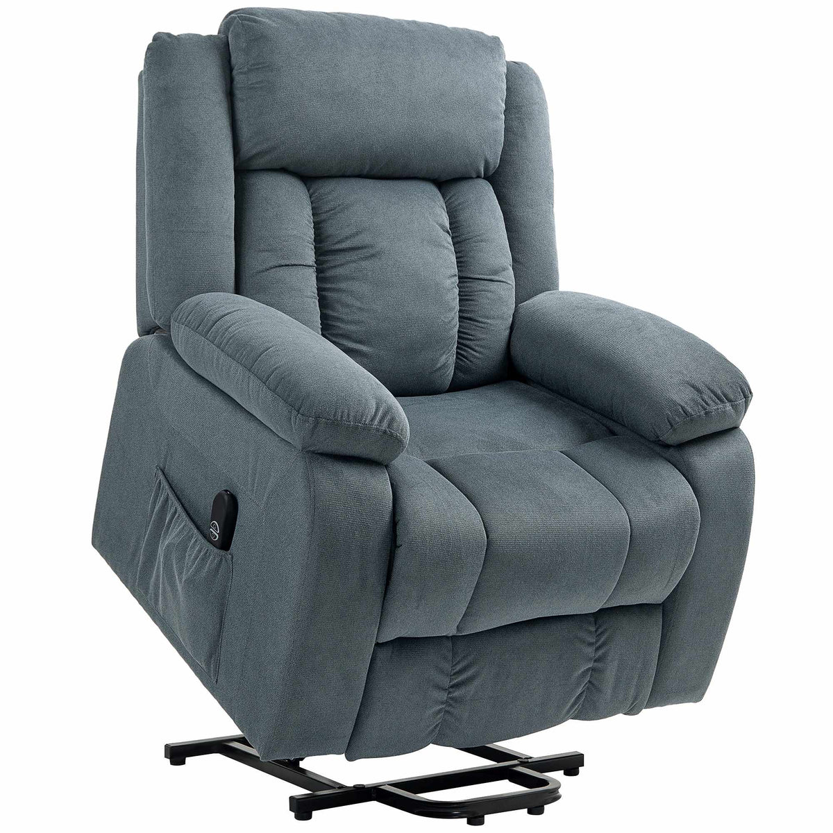 Grey Recliner Chair with Remote, Velvet Upholstery