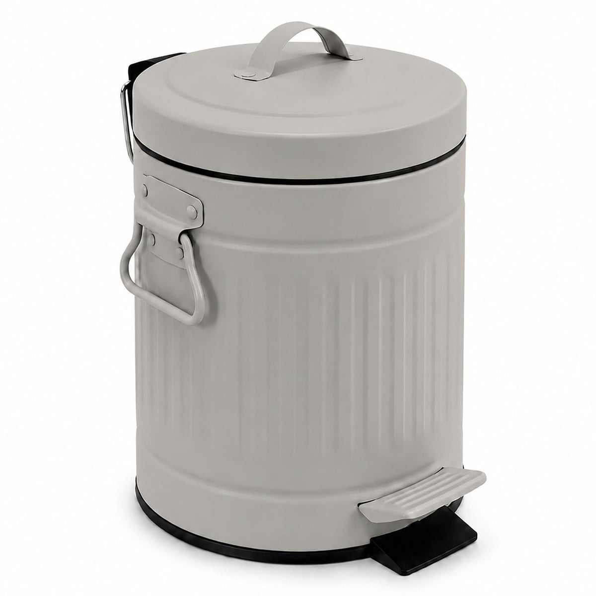 Grey Retro Bathroom Pedal Bin, 3L Capacity