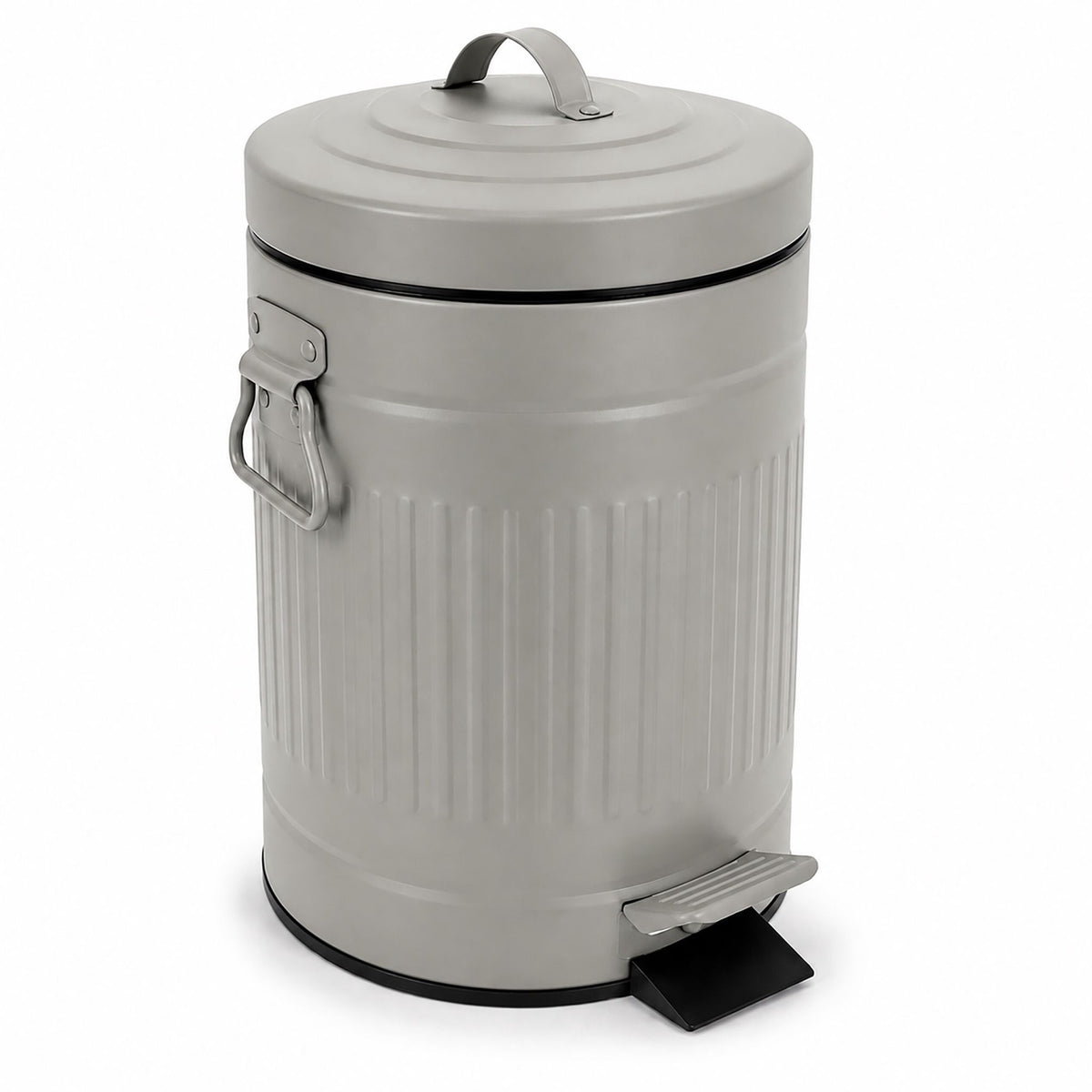 Grey Retro Bathroom Pedal Bin, 5L Capacity