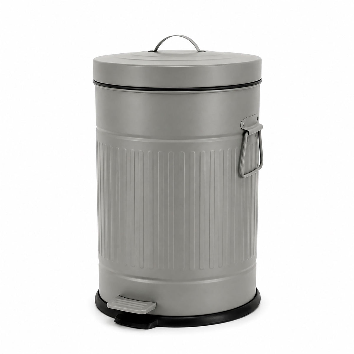 Grey Retro Pedal Bin, 20L, Soft-Close, Kitchen/Office