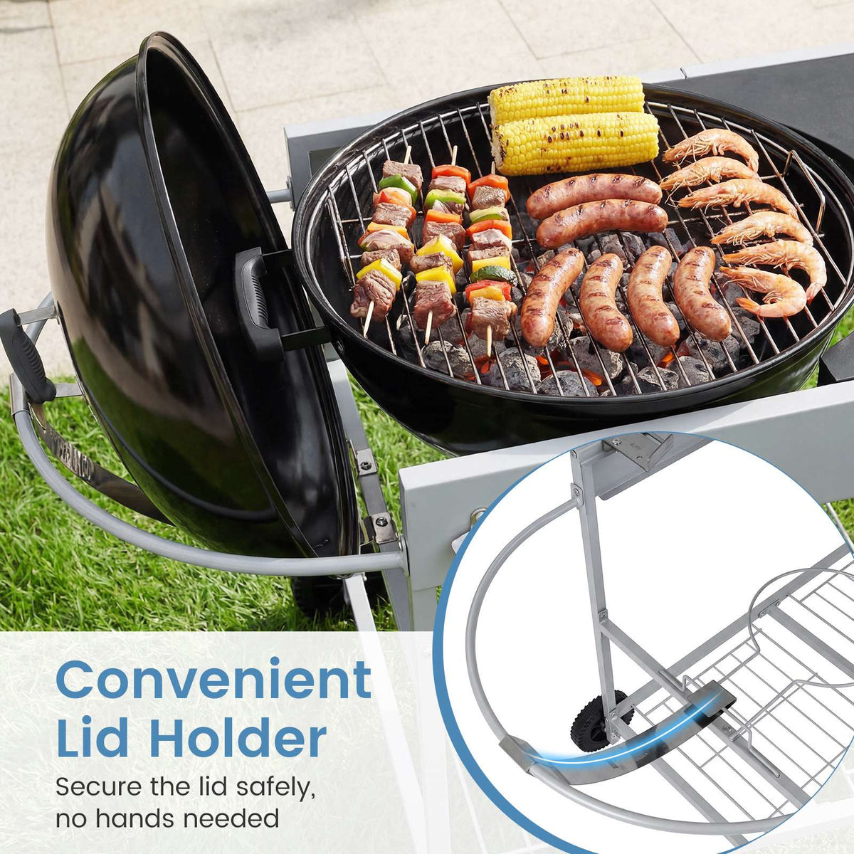 Grill Cart Table for 18–22 Inch Kettle Grills, Wheels
