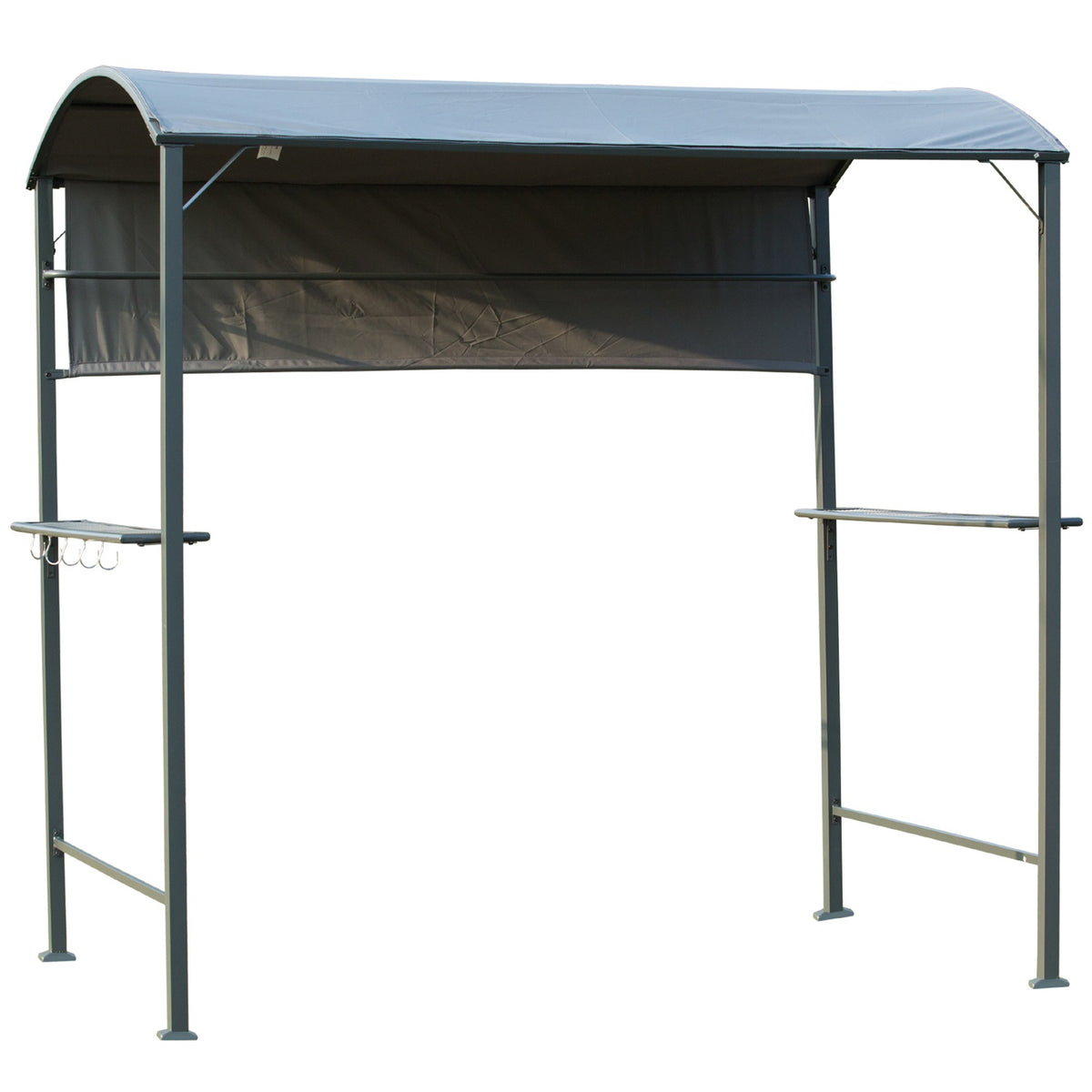 Grill Pavilion Flame Protection Roof Bbq Pavilion 2 Shelves Polyester Black 218X138X216Cm