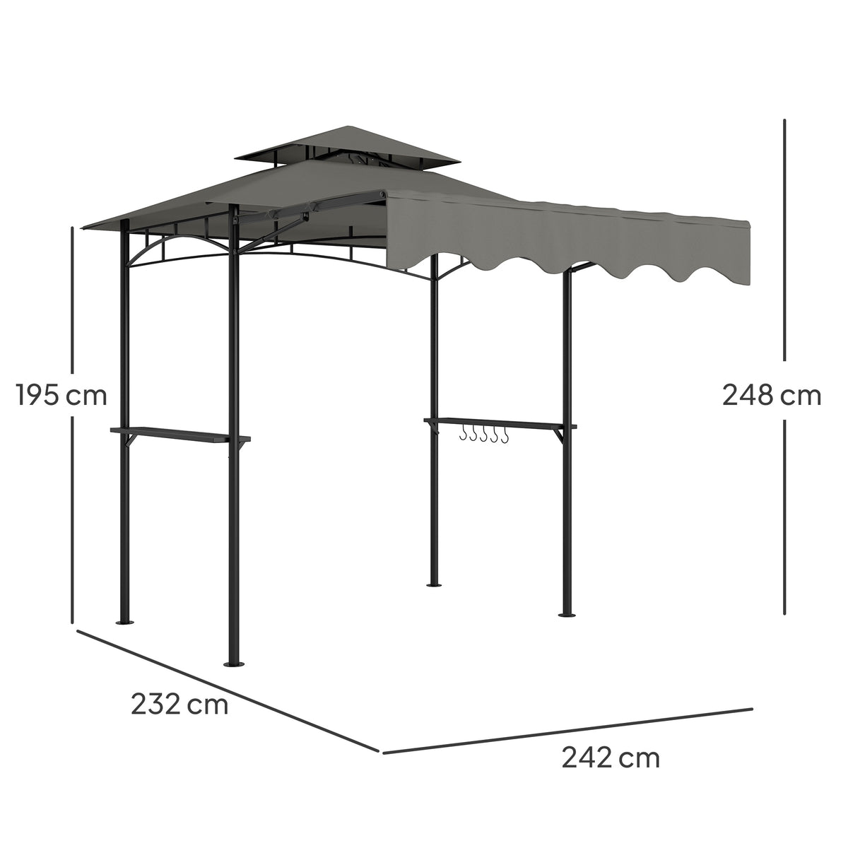 Grill Pavilion with Adjustable Canopy and Shelves