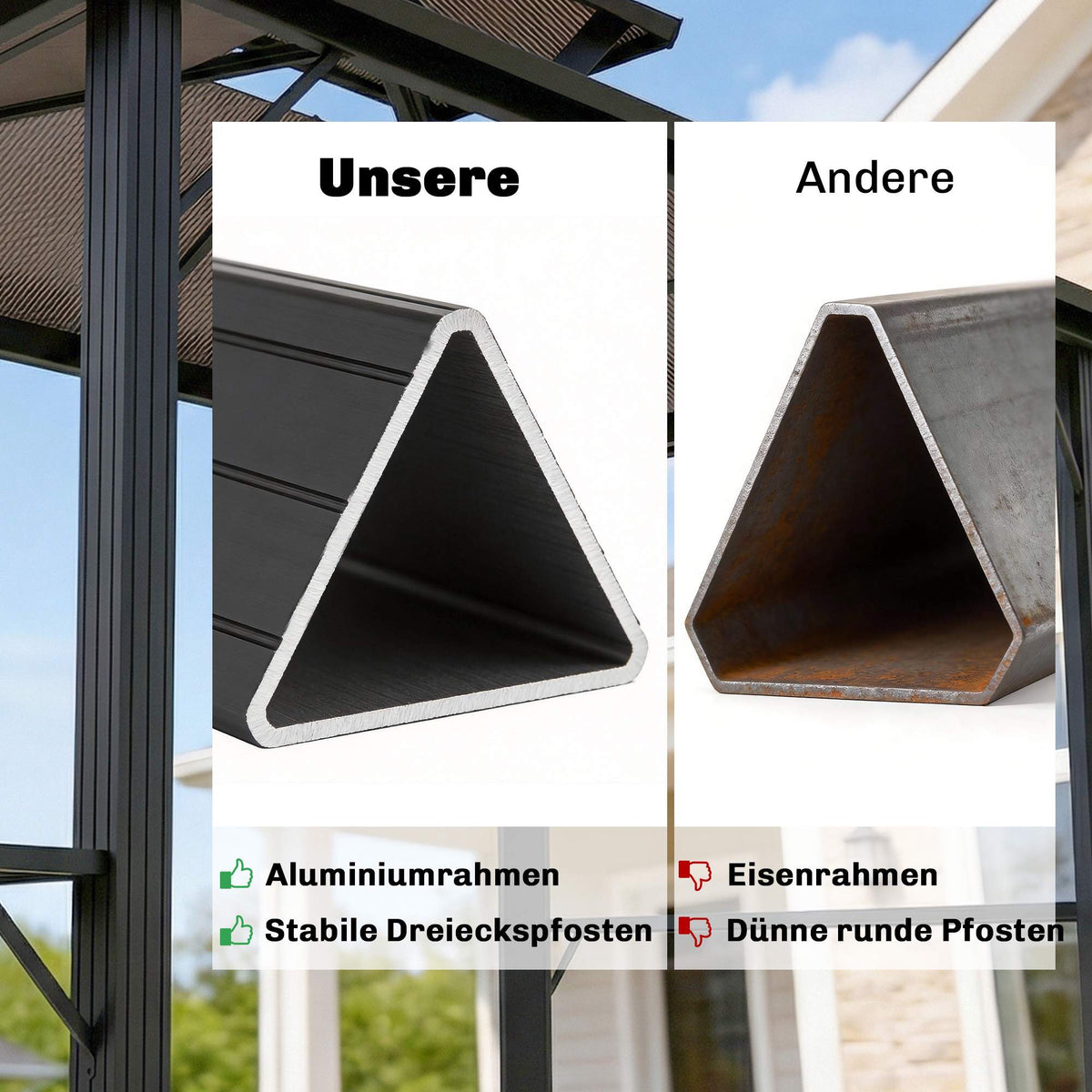 Grill Pavilion with Polycarbonate Roof, Aluminum Frame
