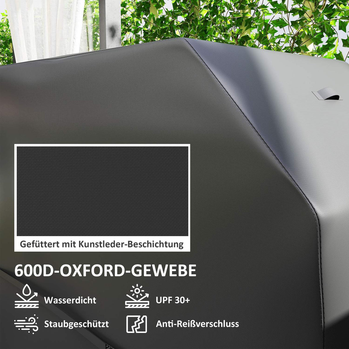 Grill cover BBQ cover weatherproof gas grill cover with Velcro fasteners, 600D Oxford, black, 147 x 61 x 122cm |