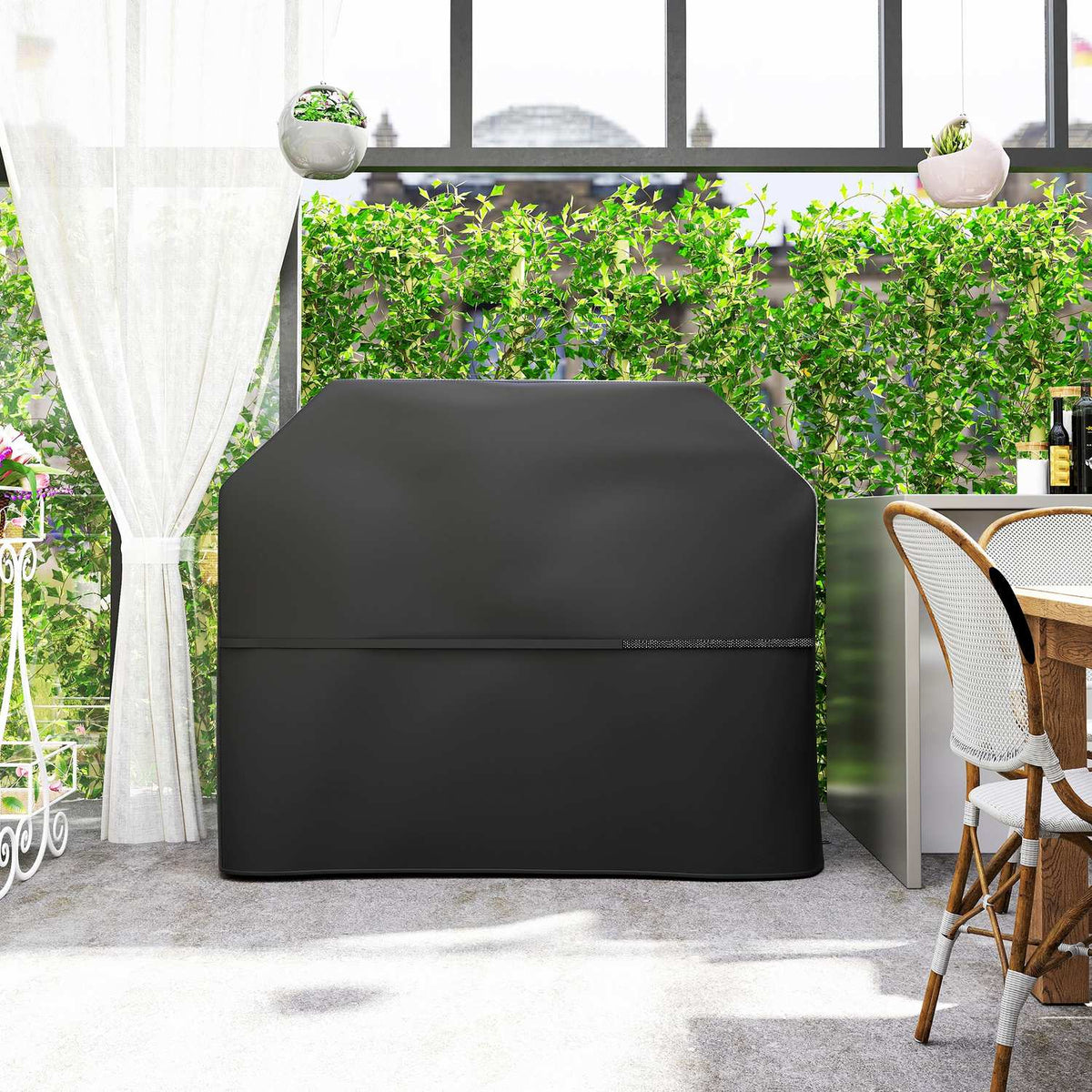 Grill cover BBQ cover weatherproof gas grill cover with Velcro fasteners, 600D Oxford, black, 147 x 61 x 122cm |