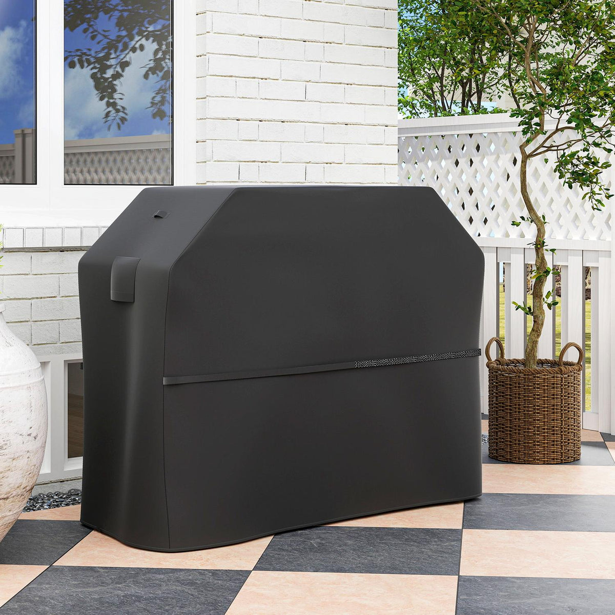 Grill cover BBQ cover weatherproof gas grill cover with Velcro fasteners, 600D Oxford, black, 147 x 61 x 122cm |