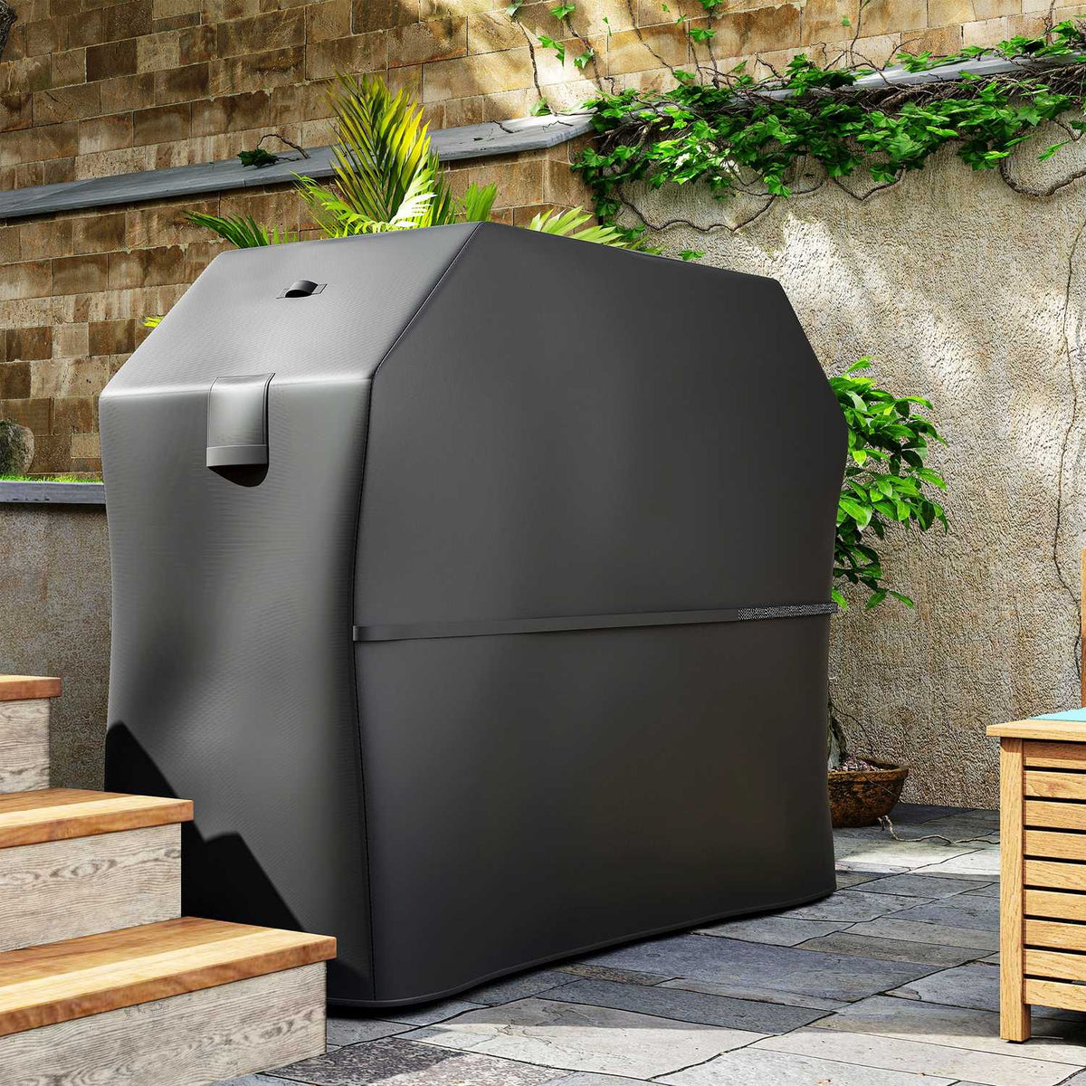 Grill cover BBQ cover weatherproof gas grill cover with Velcro fasteners, 600D Oxford, black, 147 x 61 x 122cm |