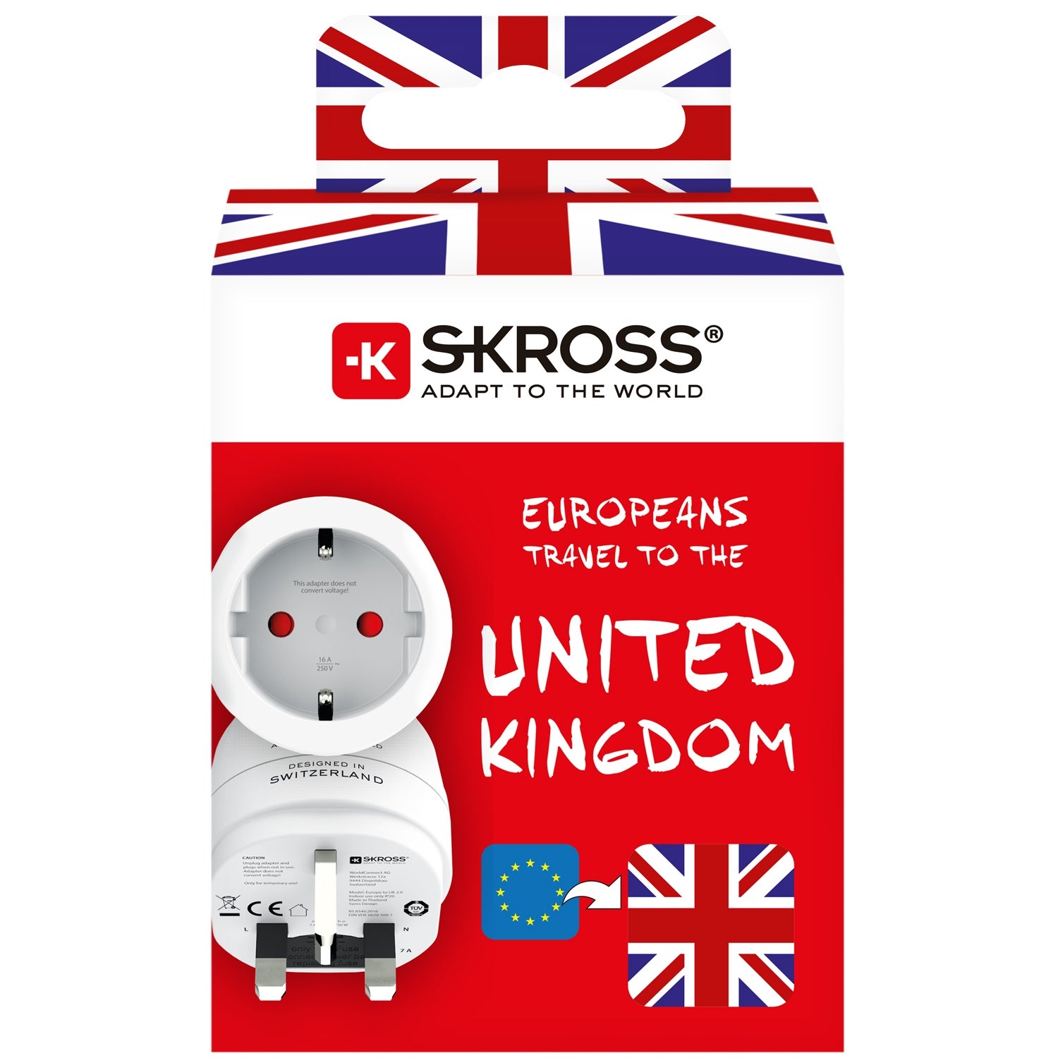 Grounded EU to UK Plug Adapter