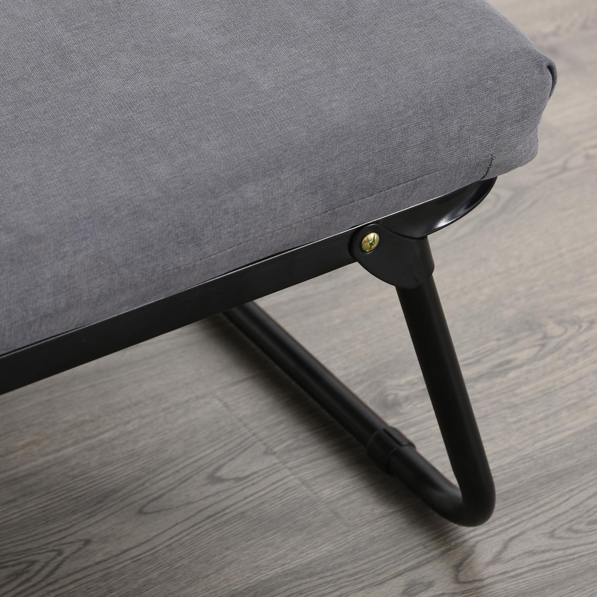 Guest bed folding 2-in-1 stool adjustable polyester steel foam gray 192x68x37cm