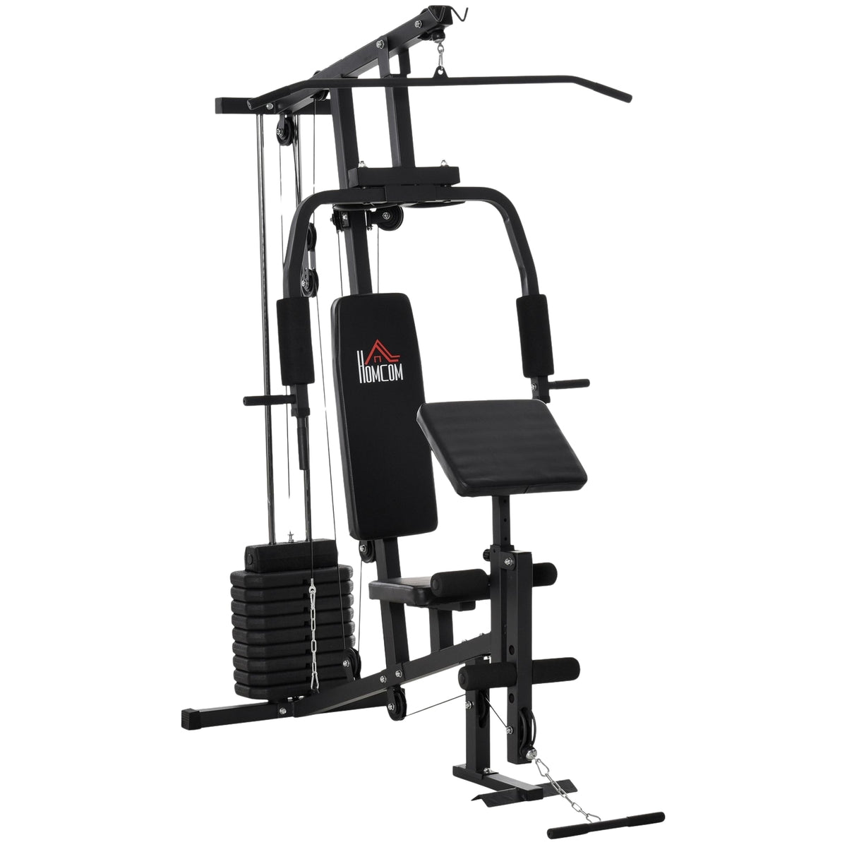 Gym Multi-Gym Fitness Equipment Fitness Station Fitness Center Including Weights With Roller Padding Steel Artificial Leather Black 148 X 108 X 207 Cm