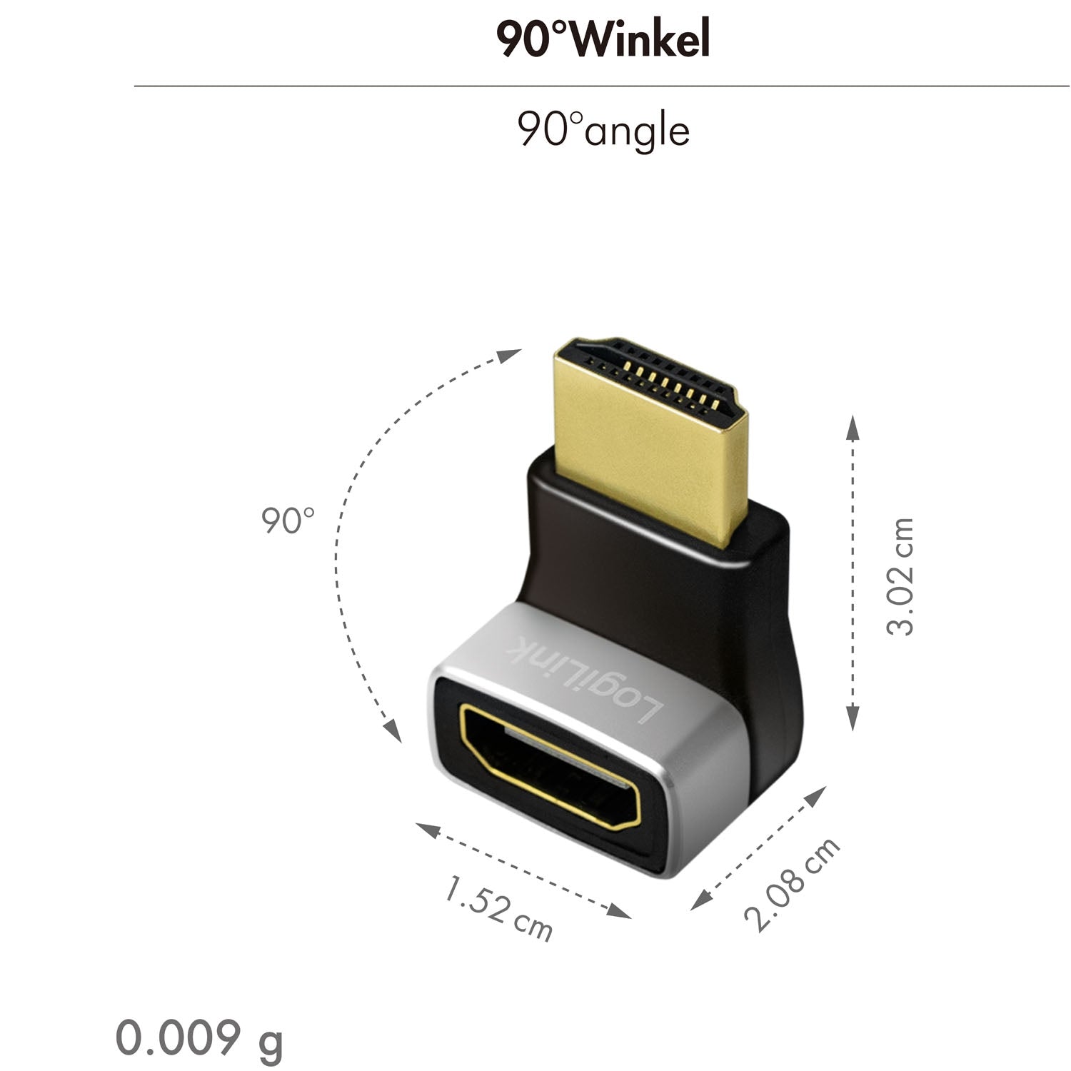 HDMI 2.1 Adapter, 90° Angled, 8K/60Hz, Male to Female