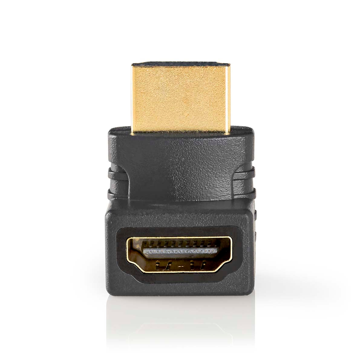 HDMI™ Adapter | HDMI™ Connector | HDMI™ Female | Gold Plated | Angled 270° | ABS | Anthracite | 1 pc. | Cardboard box with window