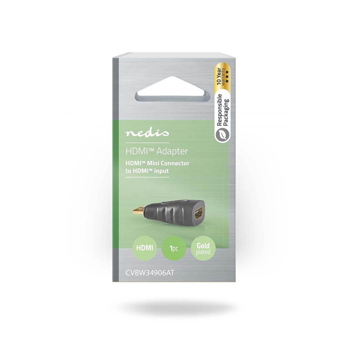 HDMI™ Adapter | HDMI™ Mini connector | HDMI™ Female | Gold Plated | Straight | ABS | Anthracite | 1 pc. | Box
