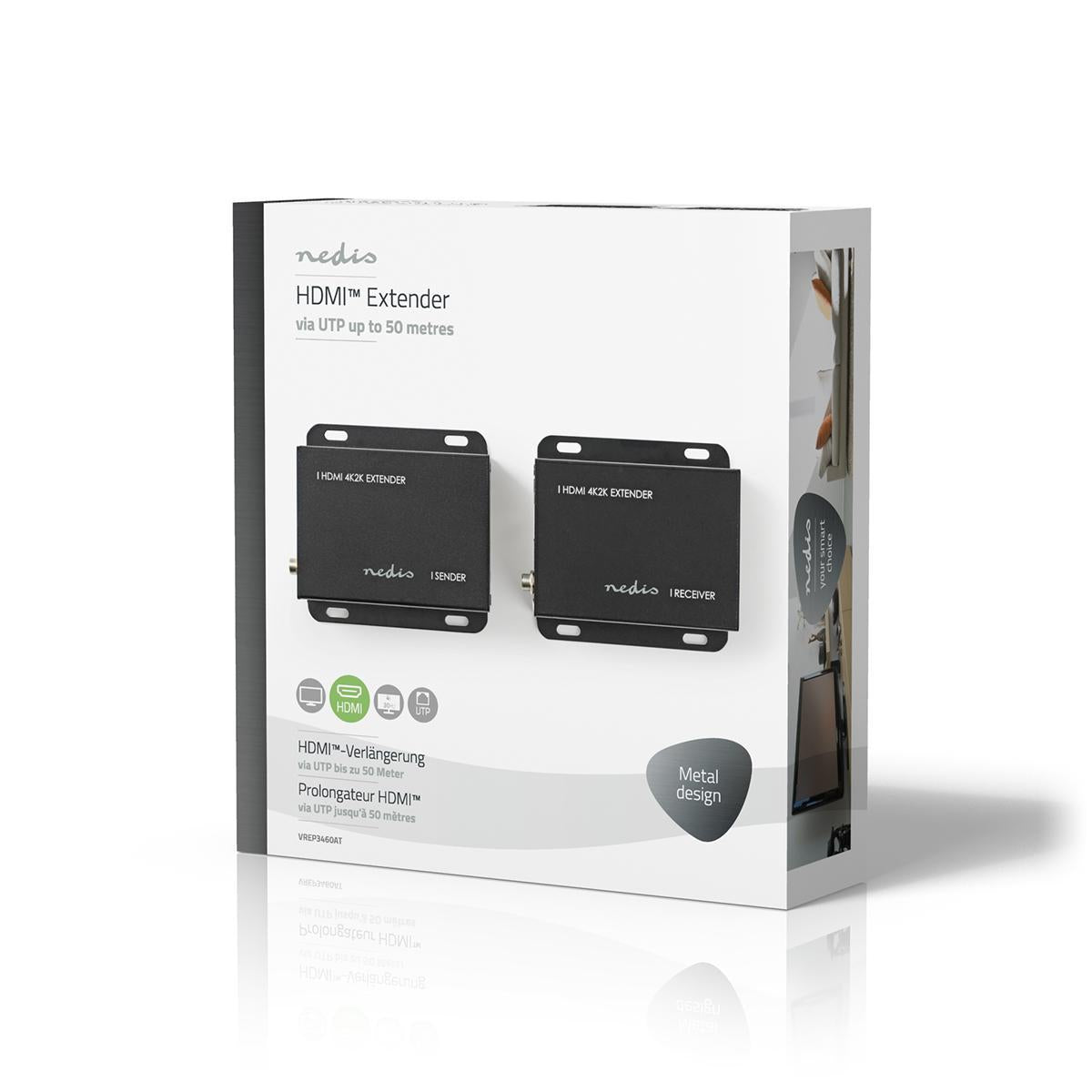 HDMI™ Extender | Over Cat6 | up to 50.0 m | 4K@30Hz | 10.2 Gbps | IR Return function | Metal | Anthracite