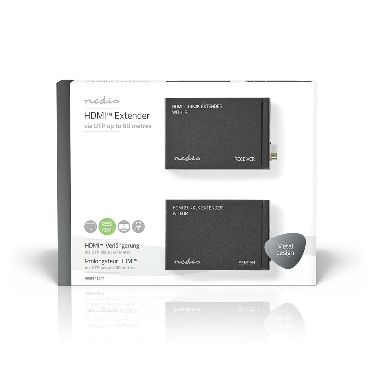 HDMI™ Extender | Over Cat6 | up to 60.0 m | 4K@60Hz | 18 Gbps | Metal | Anthracite