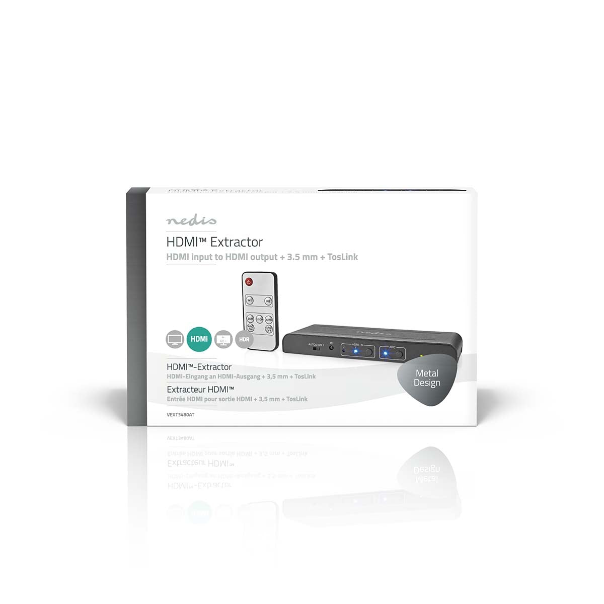 HDMI™ Extractor | 2x HDMI™ Input | TosLink Female / 1x HDMI™ output / 2x RCA / 3.5 mm | Maximum resolution: 4K@60Hz | 18 Gbps | Metal | Anthracite | Box