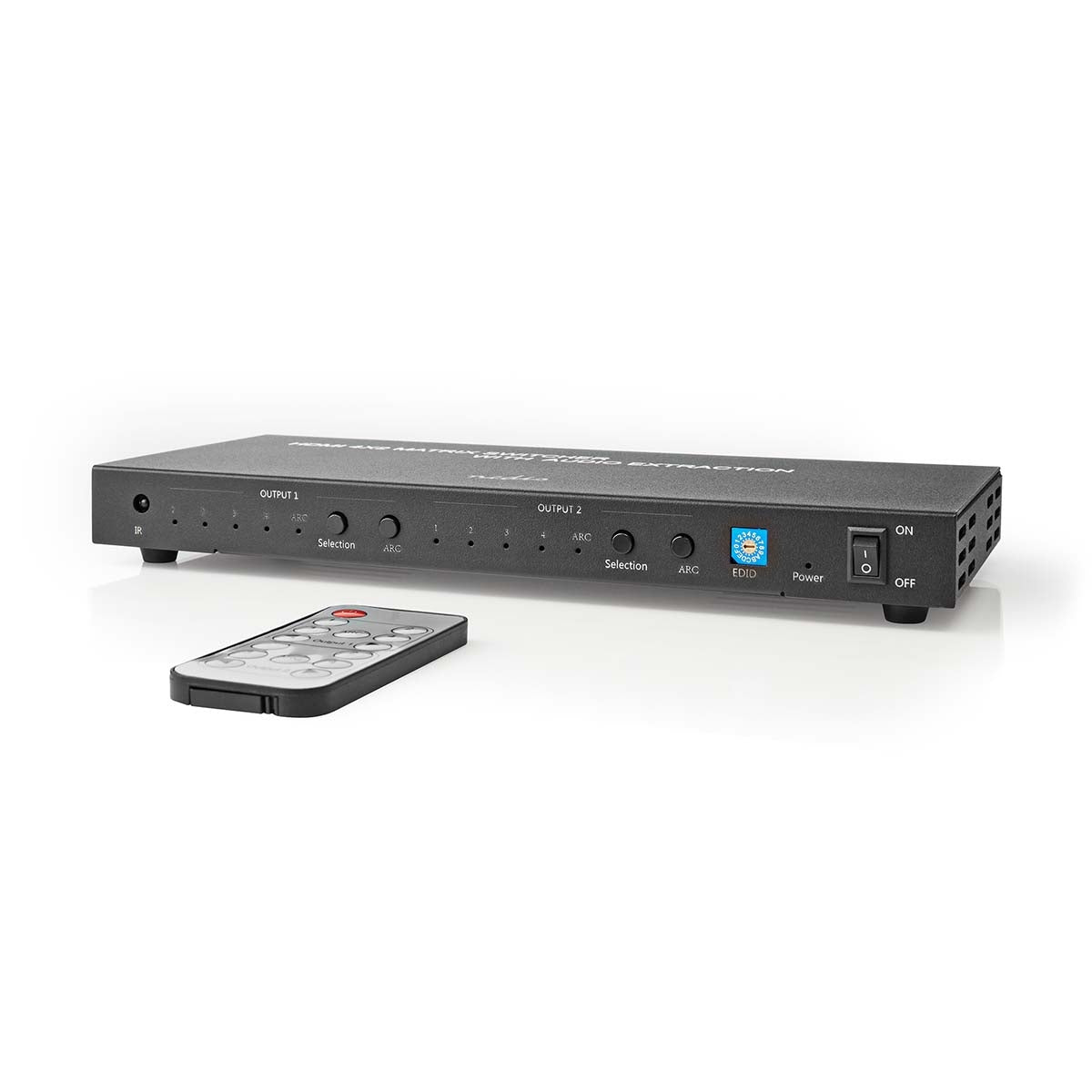 HDMI™ Matrix Switch | 4 x 2 port(s) | 4x HDMI™ Input | 2x 3.5 mm / 2x HDMI™ Output / 2x TosLink | 4K@60Hz | 18 Gbps | Remote controlled | Metal | Anthracite