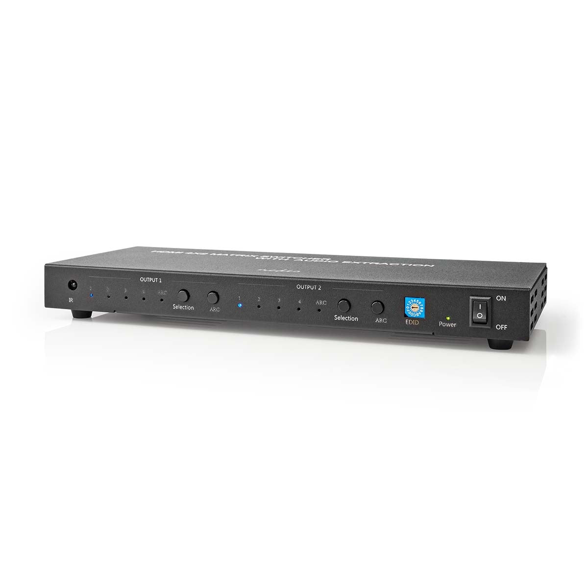 HDMI™ Matrix Switch | 4 x 2 port(s) | 4x HDMI™ Input | 2x 3.5 mm / 2x HDMI™ Output / 2x TosLink | 4K@60Hz | 18 Gbps | Remote controlled | Metal | Anthracite