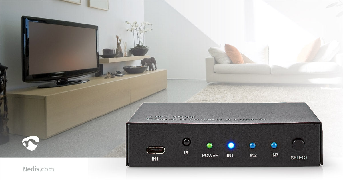 HDMI™ Switch | 3-Port port(s) | 1x USB-C™ / 2x HDMI™ Input | 1x HDMI™ output | 4K@60Hz | 18.0 Gbps | Metal | Anthracite