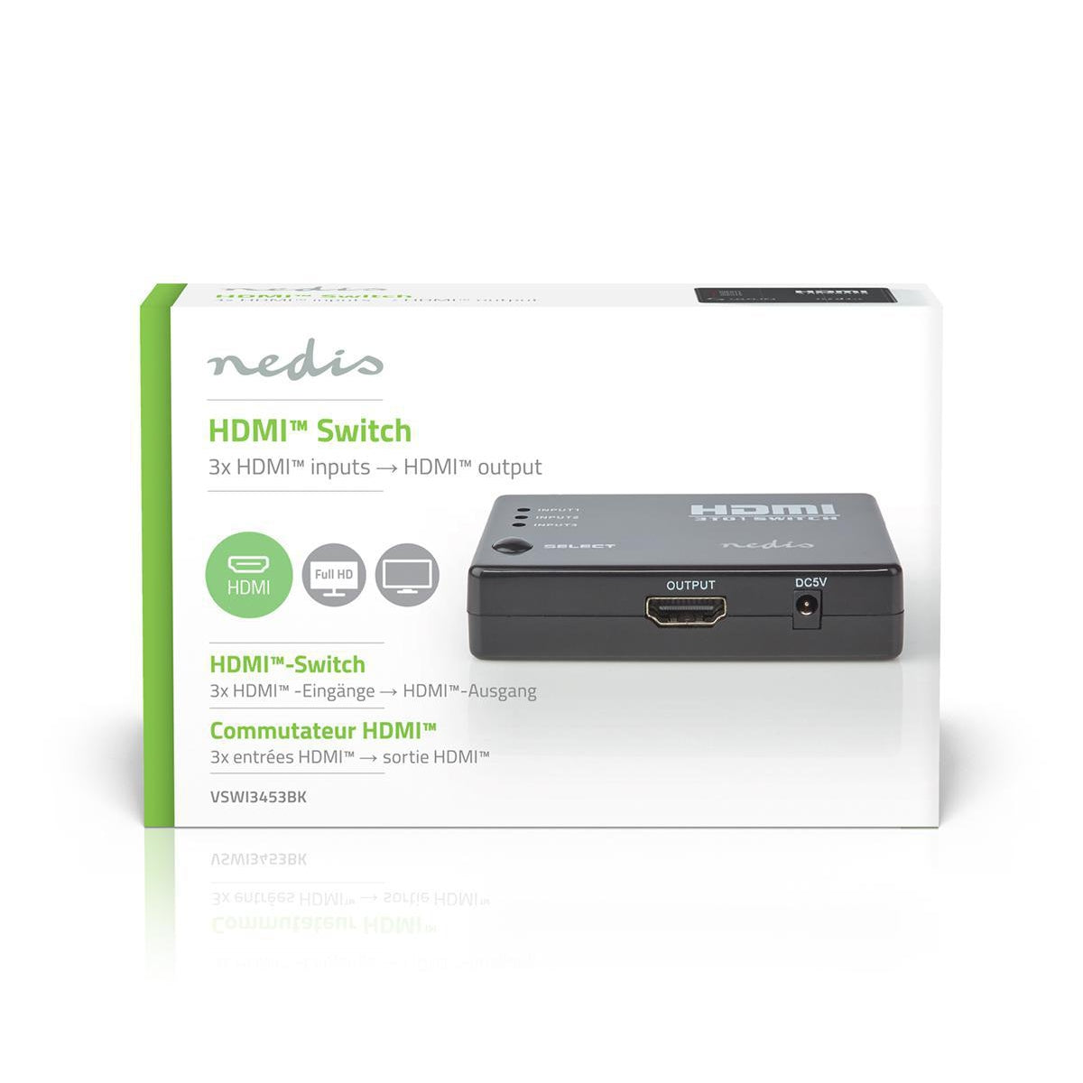 HDMI™ Switch | 3-Port port(s) | 3x HDMI™ Input | 1x HDMI™ output | 1080p | 3.4 Gbps | ABS | Black