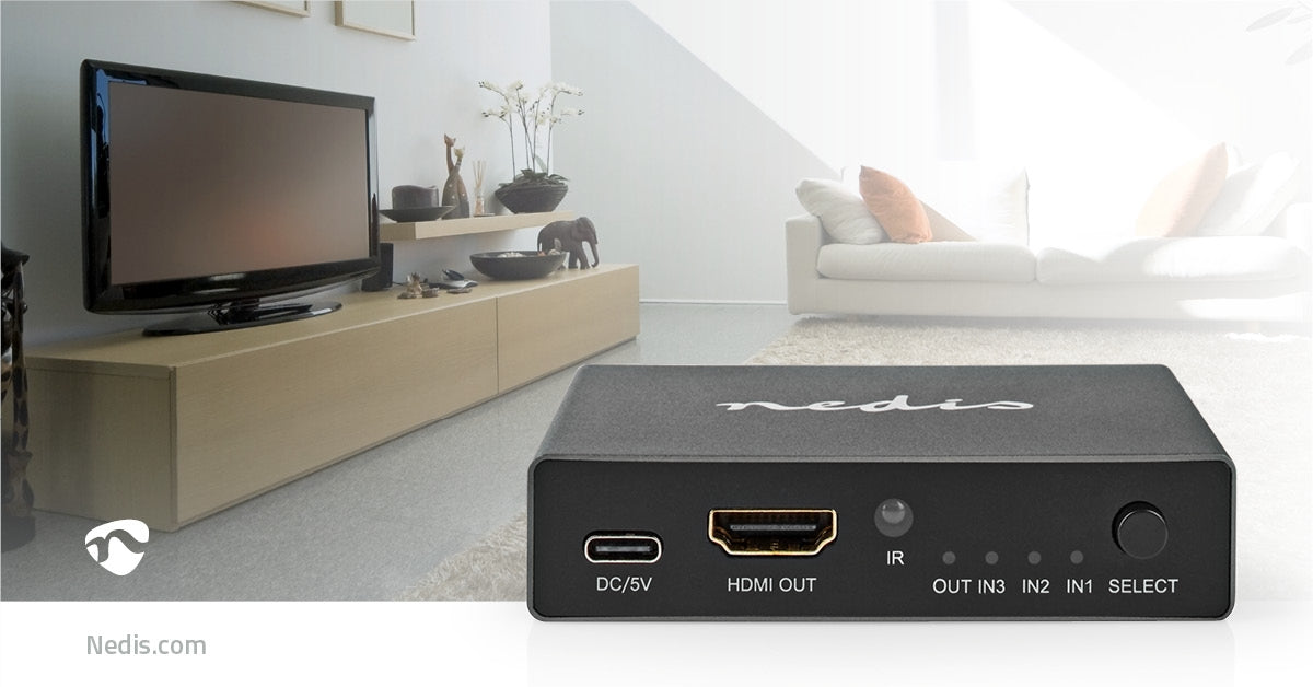HDMI™ Switch | 3-Port port(s) | 3x HDMI™ Input | HDMI™ output | 8K@60Hz | 45 Gbps | Remote controlled | Aluminum | Anthracite