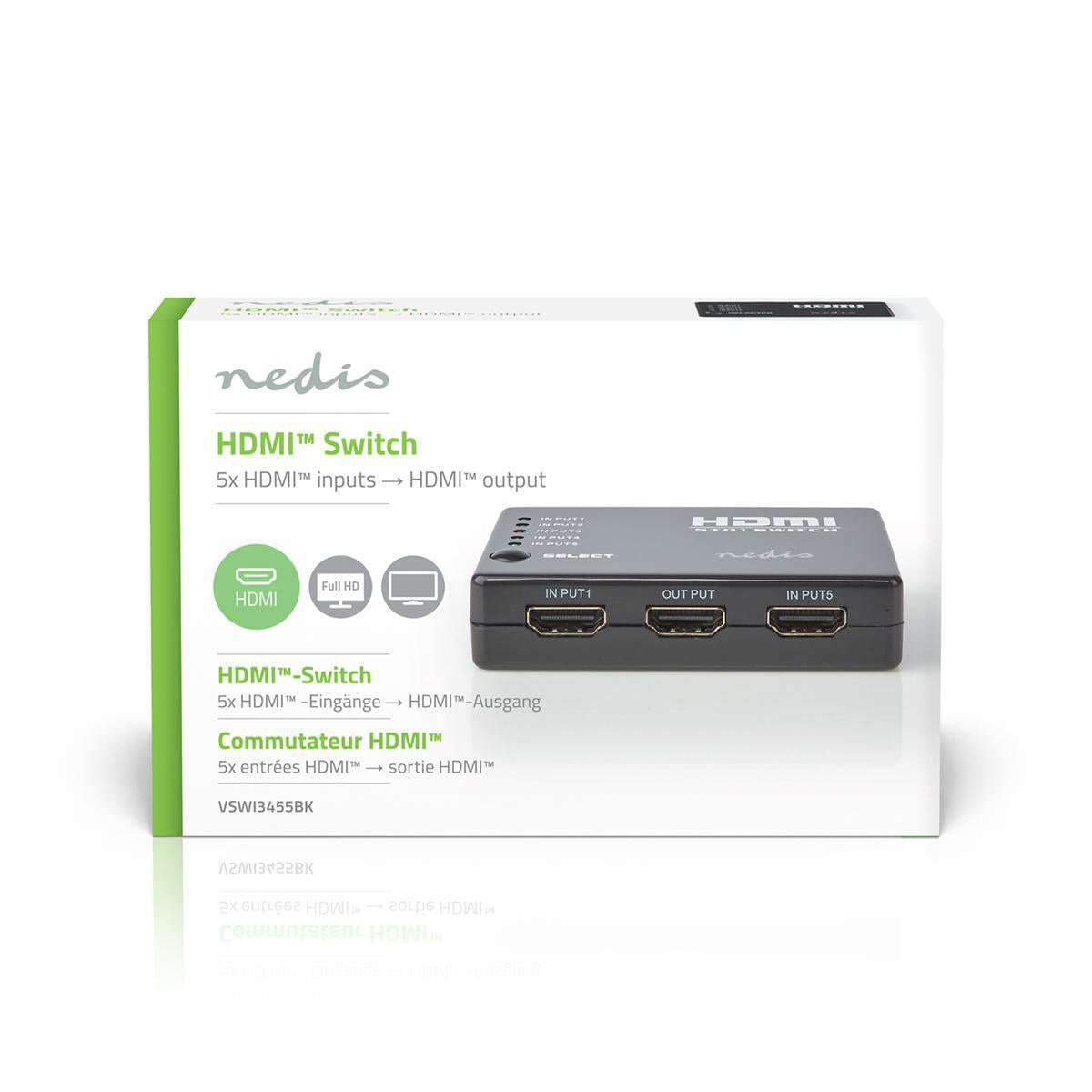 HDMI™ Switch | 5-Port port(s) | 5x HDMI™ Input | 1x HDMI™ output | 1080p | 3.4 Gbps | ABS | Black